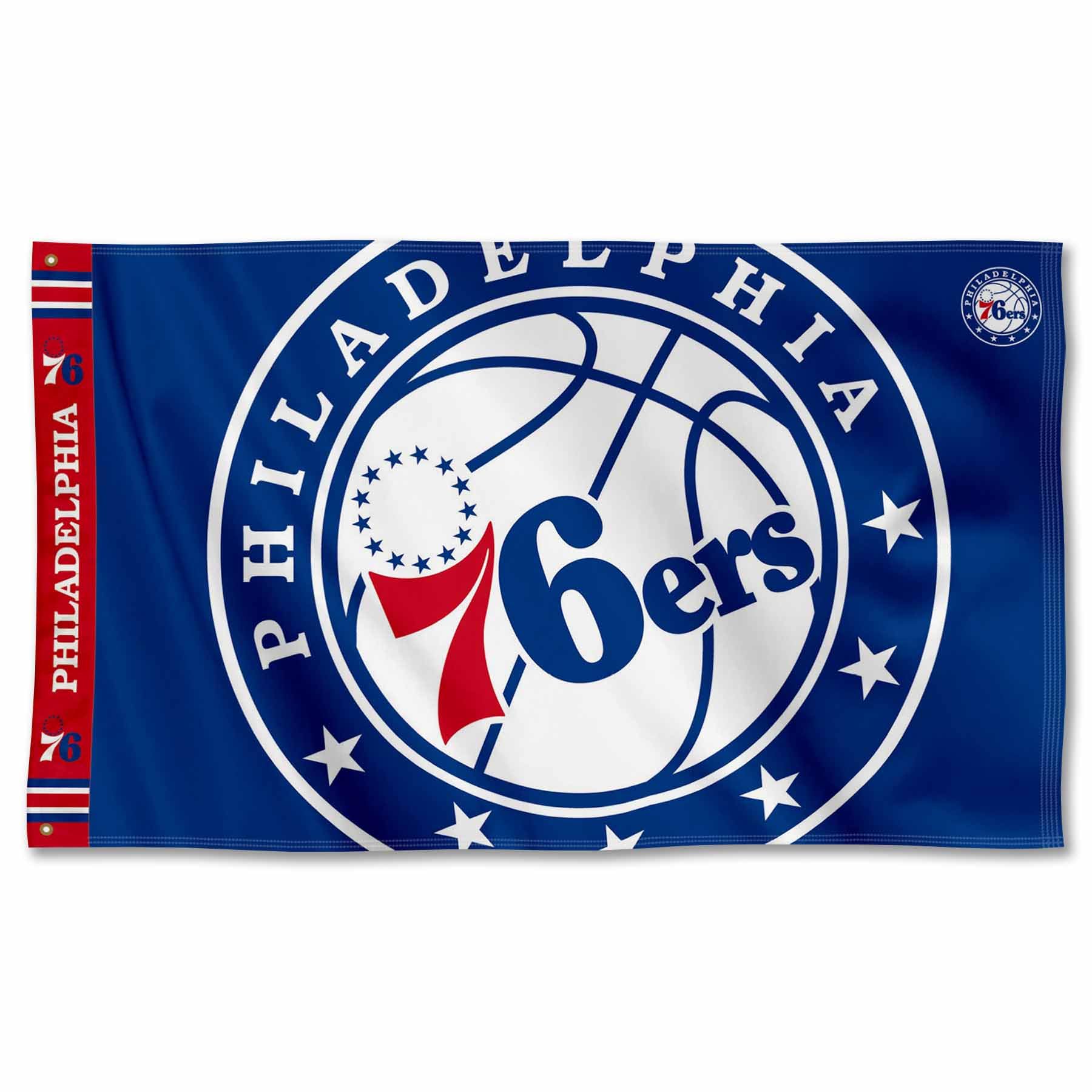 WinCraft Philadelphia 76ers Printed Header 3x5 Premium Banner Flag - Sports Collectibles, Sports Memorabilia, Sports Fan Shop, Sports Gifts