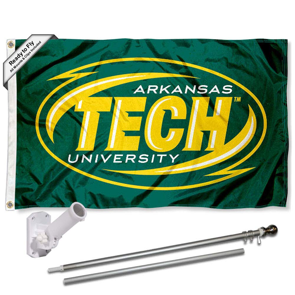 College Flags & Banners Co. Arkansas Tech University Flag and Pole Bracket Mount Bundle - Sports Collectibles, Sports Memorabilia, Sports Fan Shop, Sports Gifts