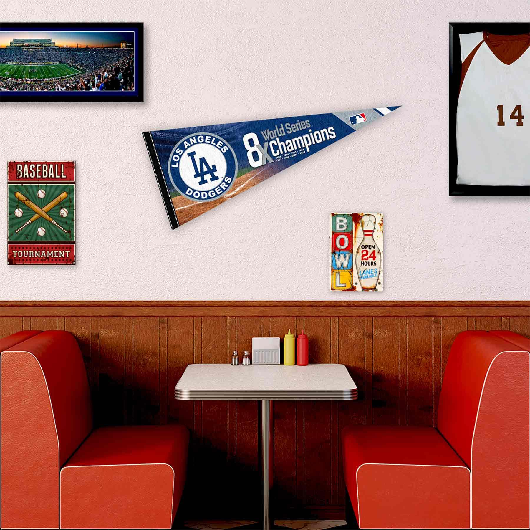 WinCraft Los Angeles Dodgers 8 Time World Champions Soft Felt Pennant - Sports Collectibles, Sports Memorabilia, Sports Fan Shop, Sports Gifts