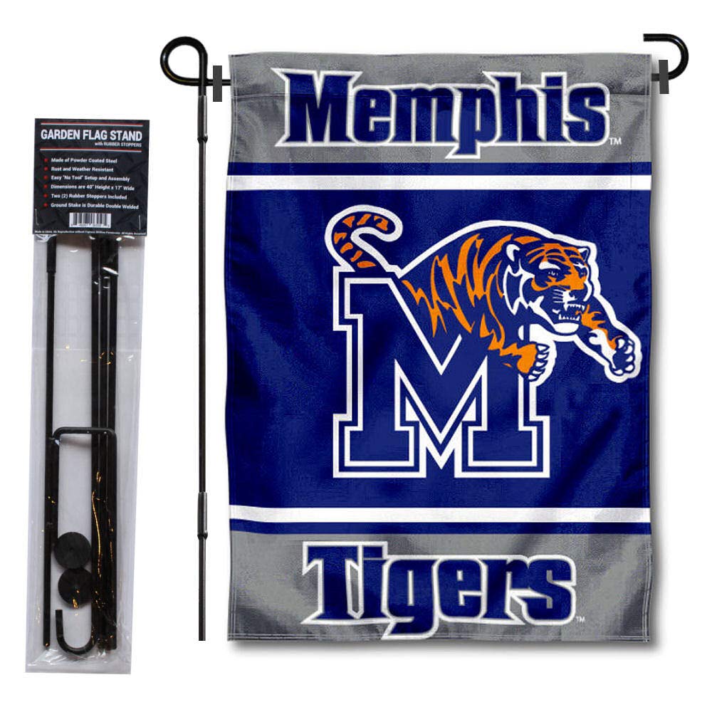 College Flags & Banners Co. Memphis Tigers Garden Flag with Stand Holder - Sports Collectibles, Sports Memorabilia, Sports Fan Shop, Sports Gifts