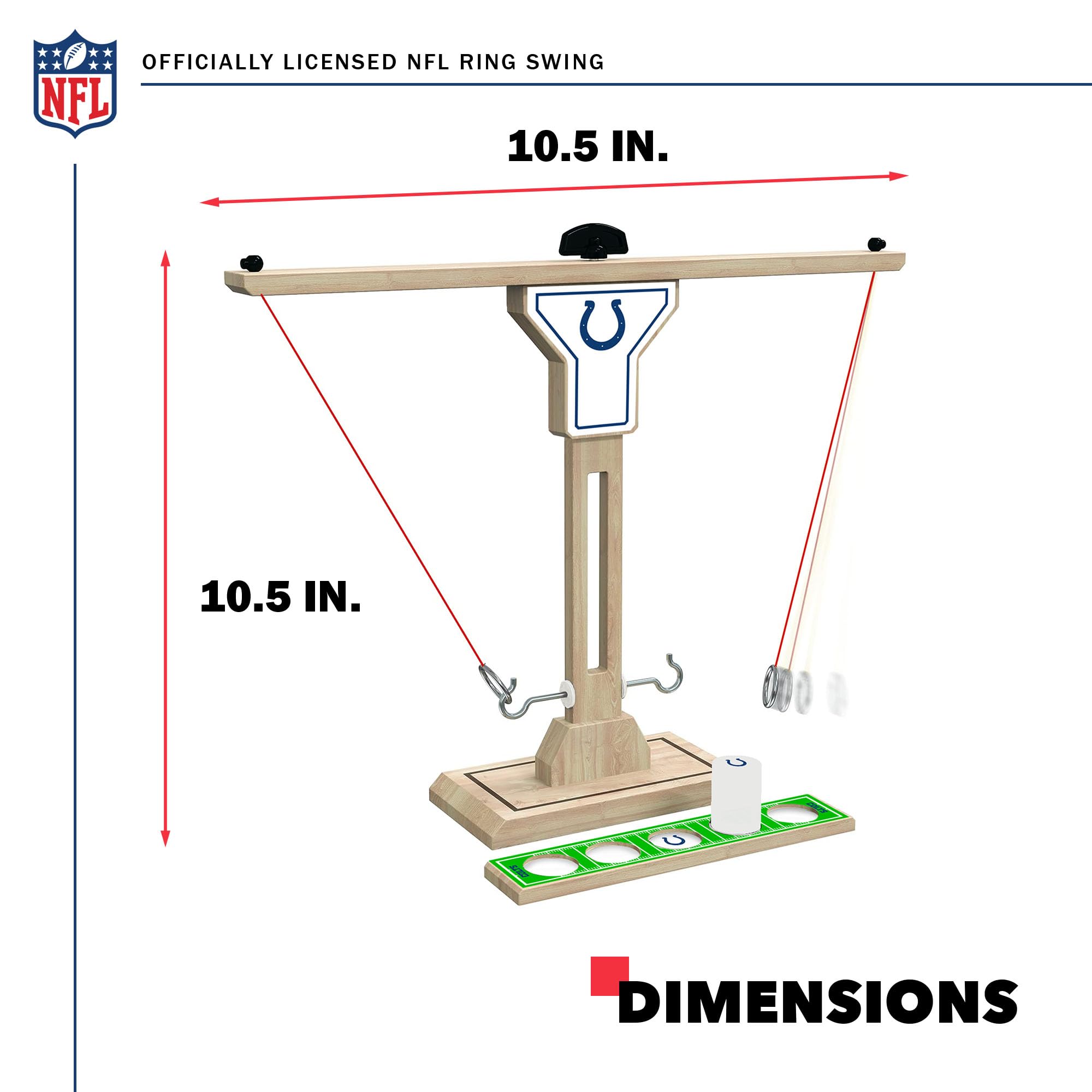 Wild Sports NFL Indianapolis Colts Wooden Ring Swing Battle - Head-to-Head Ring Toss Hook & Ring Game for NFL Fans - Sports Collectibles, Sports Memorabilia, Sports Fan Shop, Sports Gifts