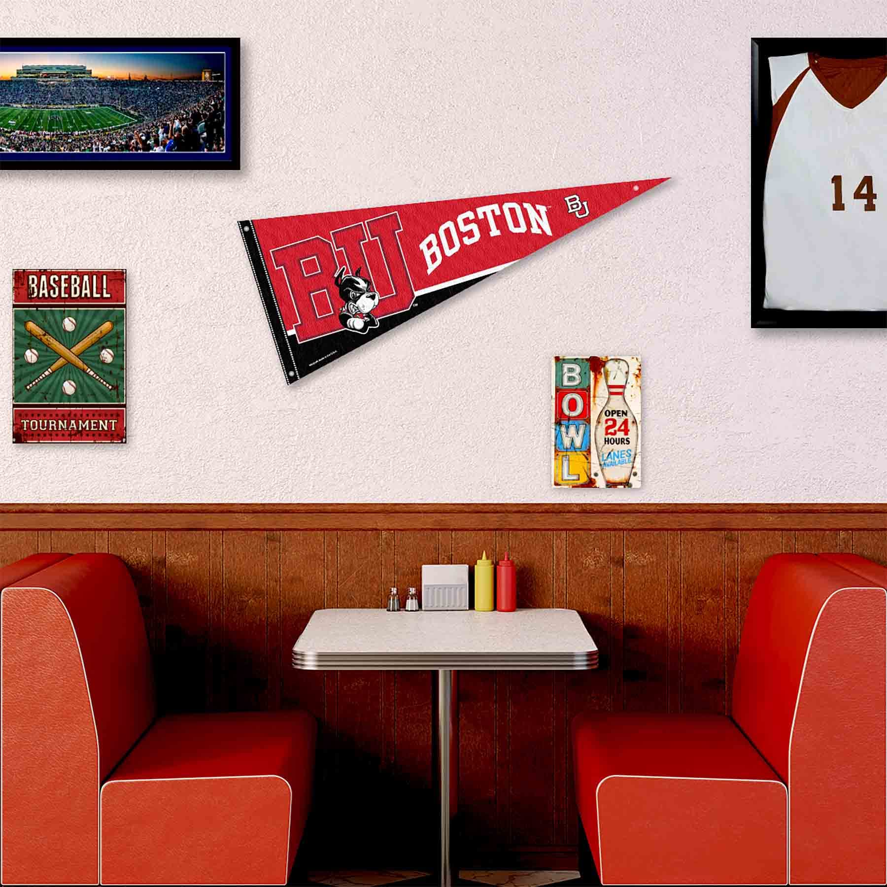 College Flags & Banners Co. Boston Terriers Pennant Flag and Wall Tack Mount Pads - Sports Collectibles, Sports Memorabilia, Sports Fan Shop, Sports Gifts