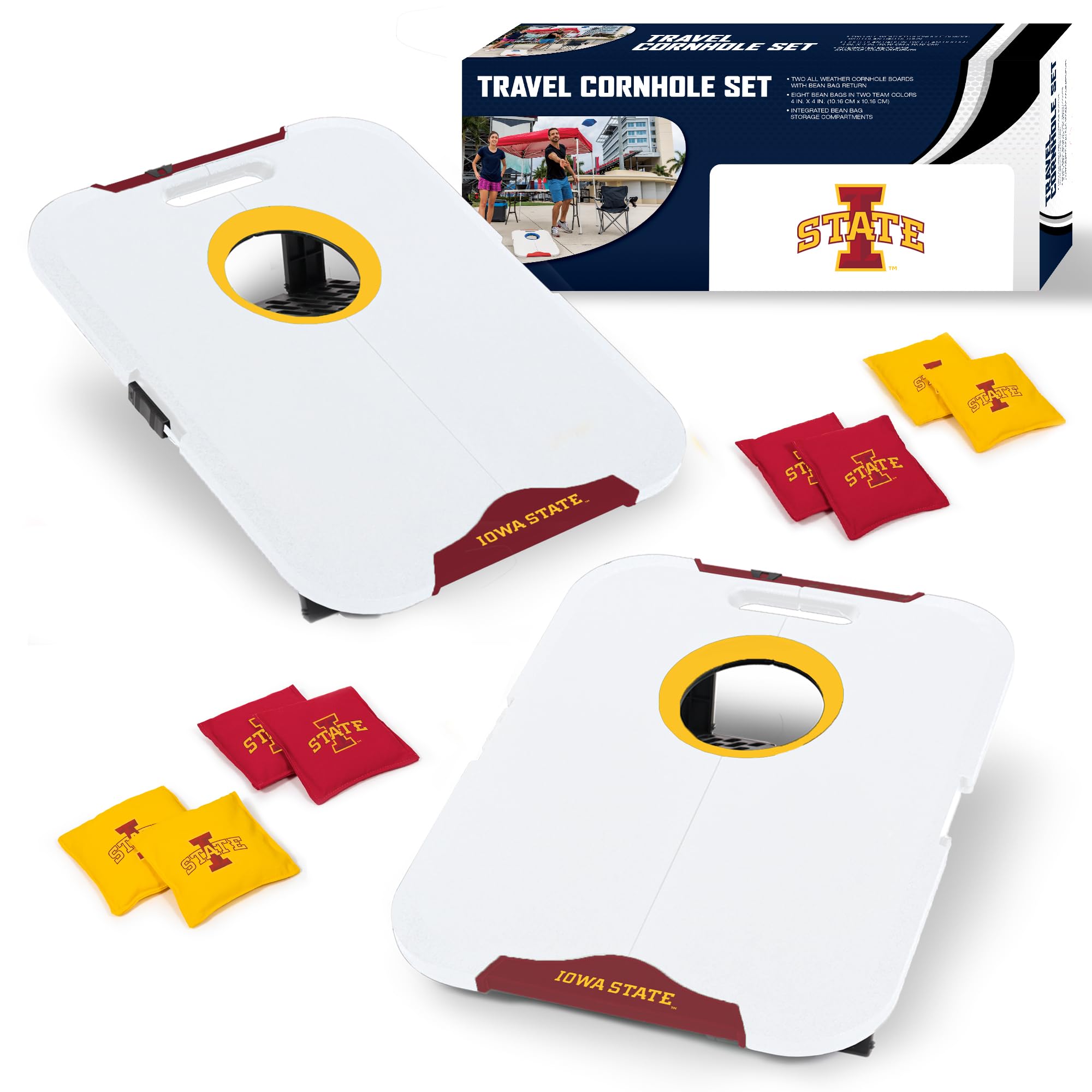 Wild Sports NCAA Iowa State Cyclones Pro Football All-Weather Cornhole Set - Travel Bean Bag Toss Set Includes 8 Bean Bags - Sports Collectibles, Sports Memorabilia, Sports Fan Shop, Sports Gifts