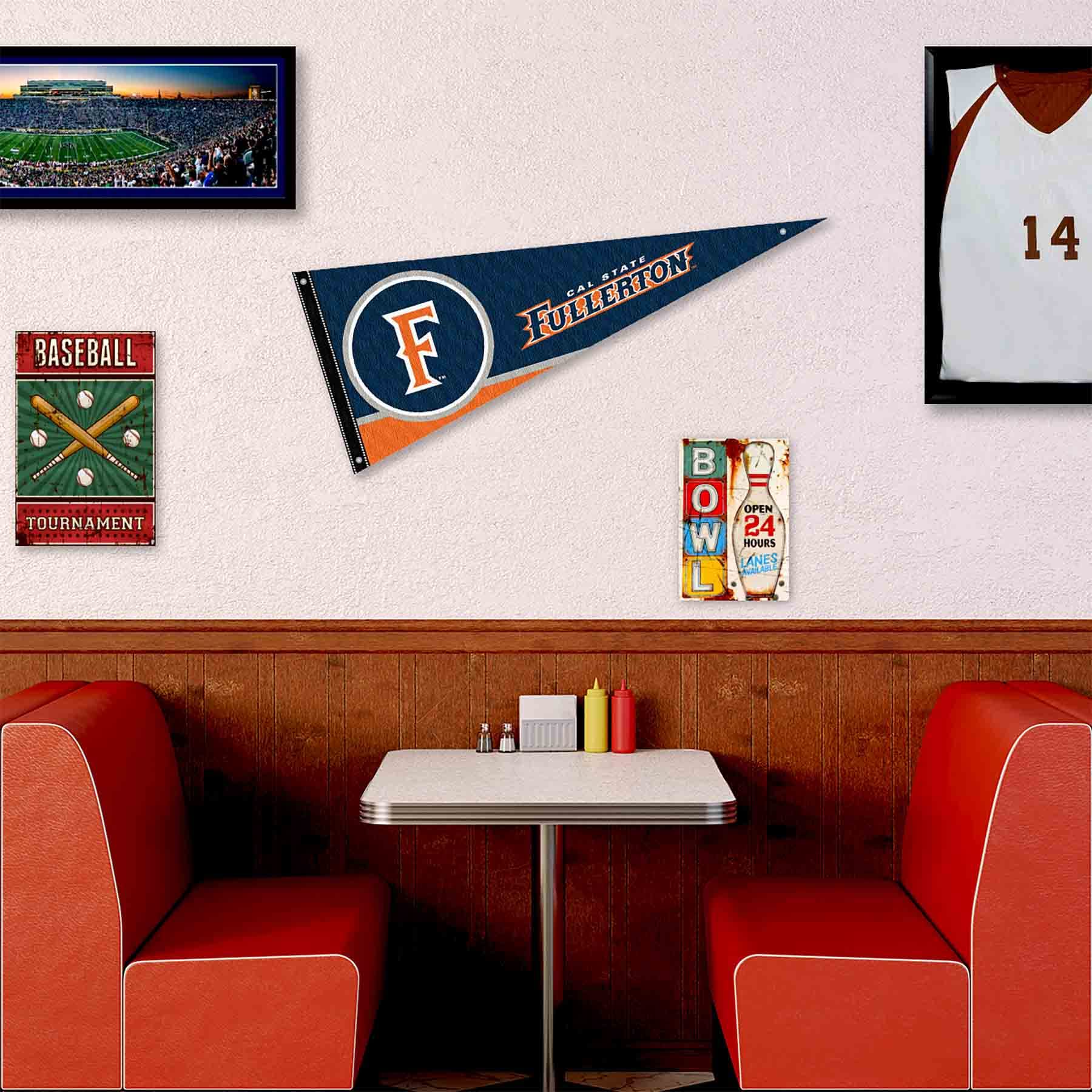 College Flags & Banners Co. Cal State Fullerton Titans Pennant Flag and Wall Tack Mount Pads - Sports Collectibles, Sports Memorabilia, Sports Fan Shop, Sports Gifts