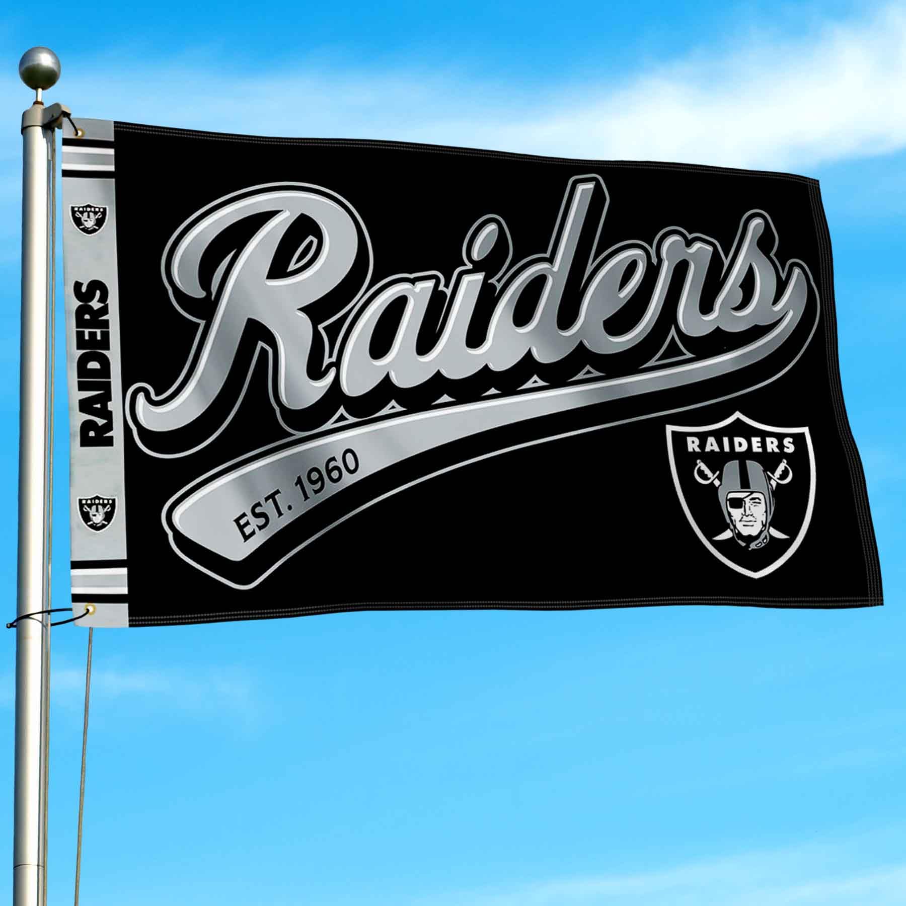 WinCraft Las Vegas Raiders Script Logo Premium Flag - Sports Collectibles, Sports Memorabilia, Sports Fan Shop, Sports Gifts