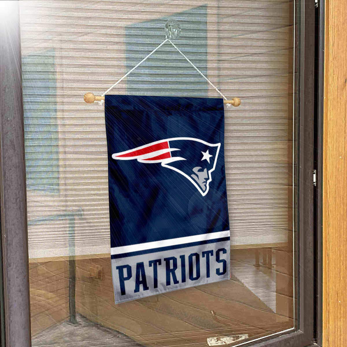 New England Patriots Banner Window Wall Hanging Flag with Suction Cup - Sports Collectibles, Sports Memorabilia, Sports Fan Shop, Sports Gifts