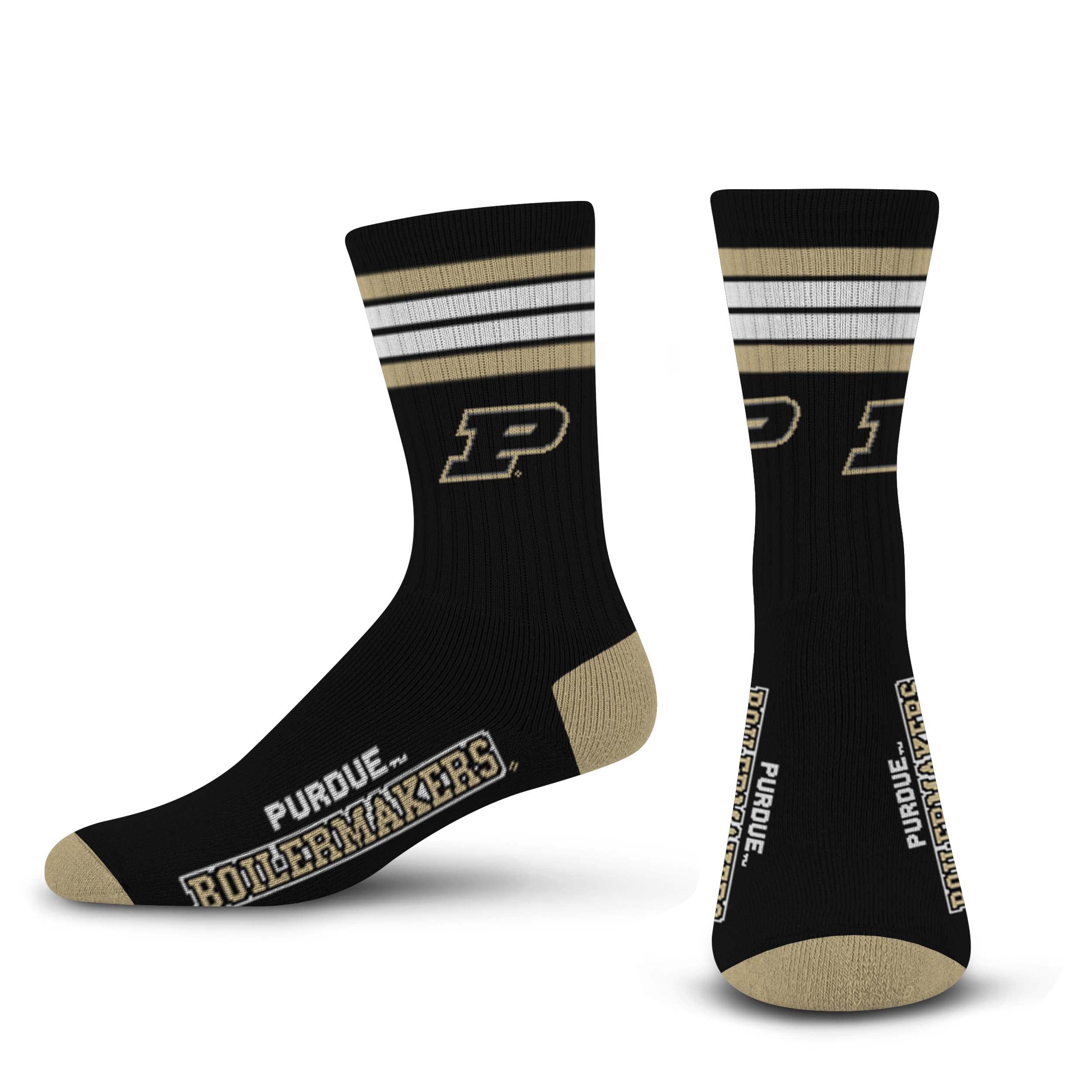 For Bare Feet NCAA Purdue Boilermakers 4 Stripe Deuce Crew Sock Team Color MEDIUM - Sports Gifts, Sports Memorabilia, Sports Collectibles, Fan Shop