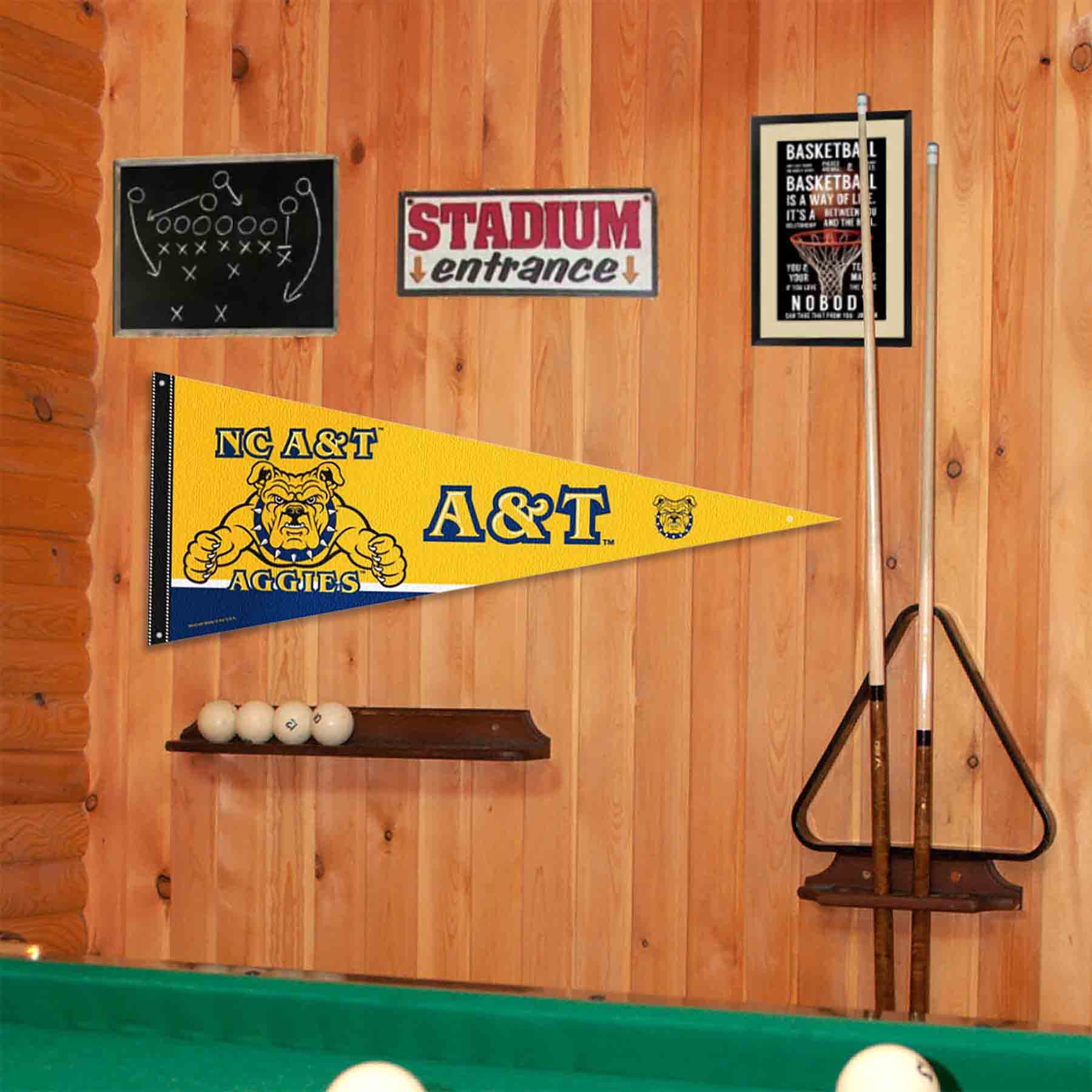 College Flags & Banners Co. North Carolina A&T Aggies Pennant Flag and Wall Tack Mount Pads - Sports Collectibles, Sports Memorabilia, Sports Fan Shop, Sports Gifts