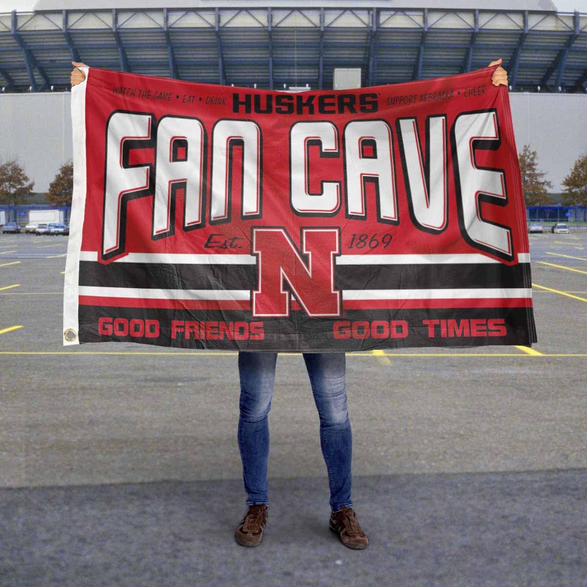 Nebraska Cornhuskers Fan Man Cave Banner Flag - Sports Collectibles, Sports Memorabilia, Sports Fan Shop, Sports Gifts