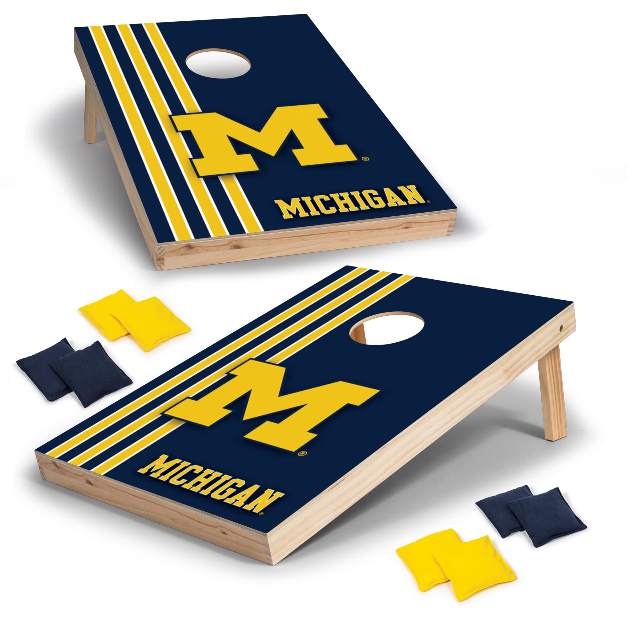 Wild Sports 2' x 3' Solid Wood Cornhole Set with Direct Print HD Team Graphics – Great Gift for Any NCAA Fan! Bean Bag Toss Family Outdoor Games – Michigan Wolverines - Sports Collectibles, Sports Memorabilia, Sports Fan Shop, Sports Gifts