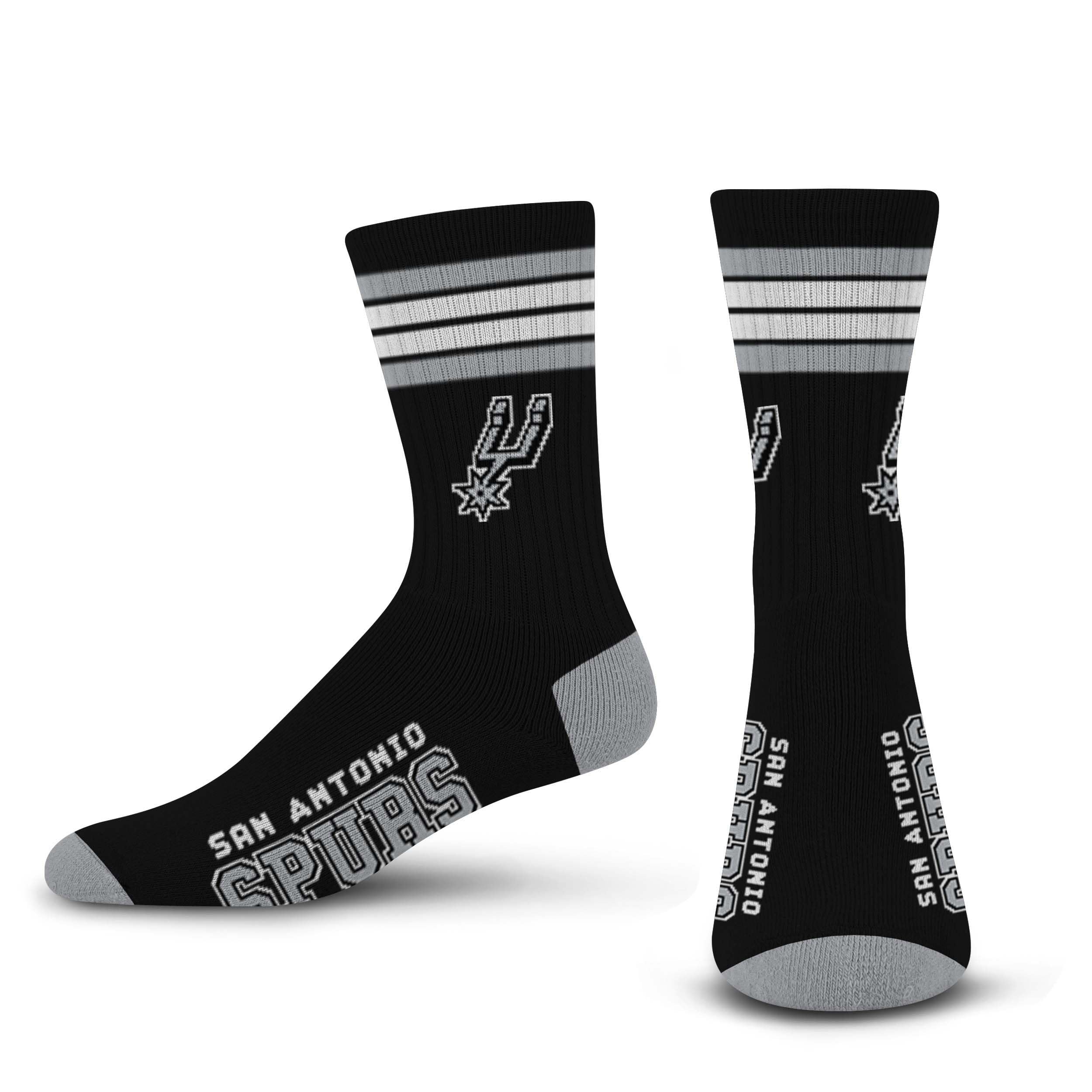 For Bare Feet NBA SAN ANTONIO SPURS 4 Stripe Deuce Crew Sock Team Color Large - Sports Gifts, Sports Memorabilia, Sports Collectibles, Fan Shop