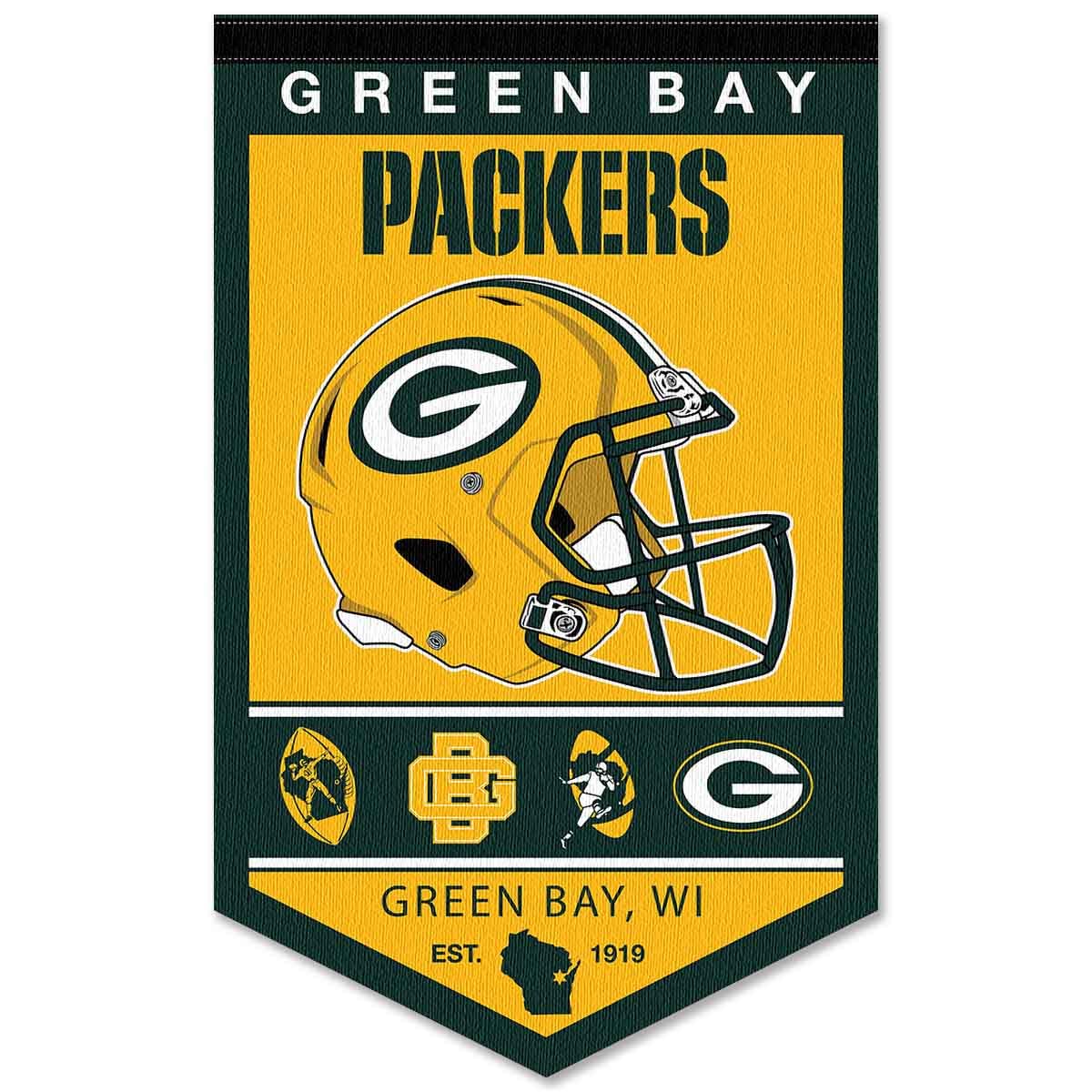 WinCraft Green Bay Packers Heritage History Banner Pennant - Sports Collectibles, Sports Memorabilia, Sports Fan Shop, Sports Gifts