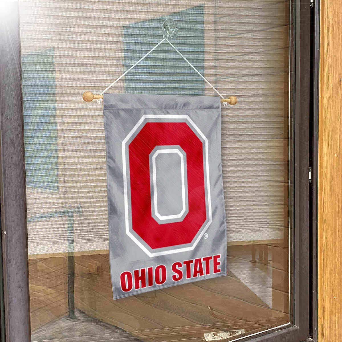 College Flags & Banners Co. Ohio State Buckeyes Block O Gray Banner for Windows Doors and Walls - Sports Collectibles, Sports Memorabilia, Sports Fan Shop, Sports Gifts