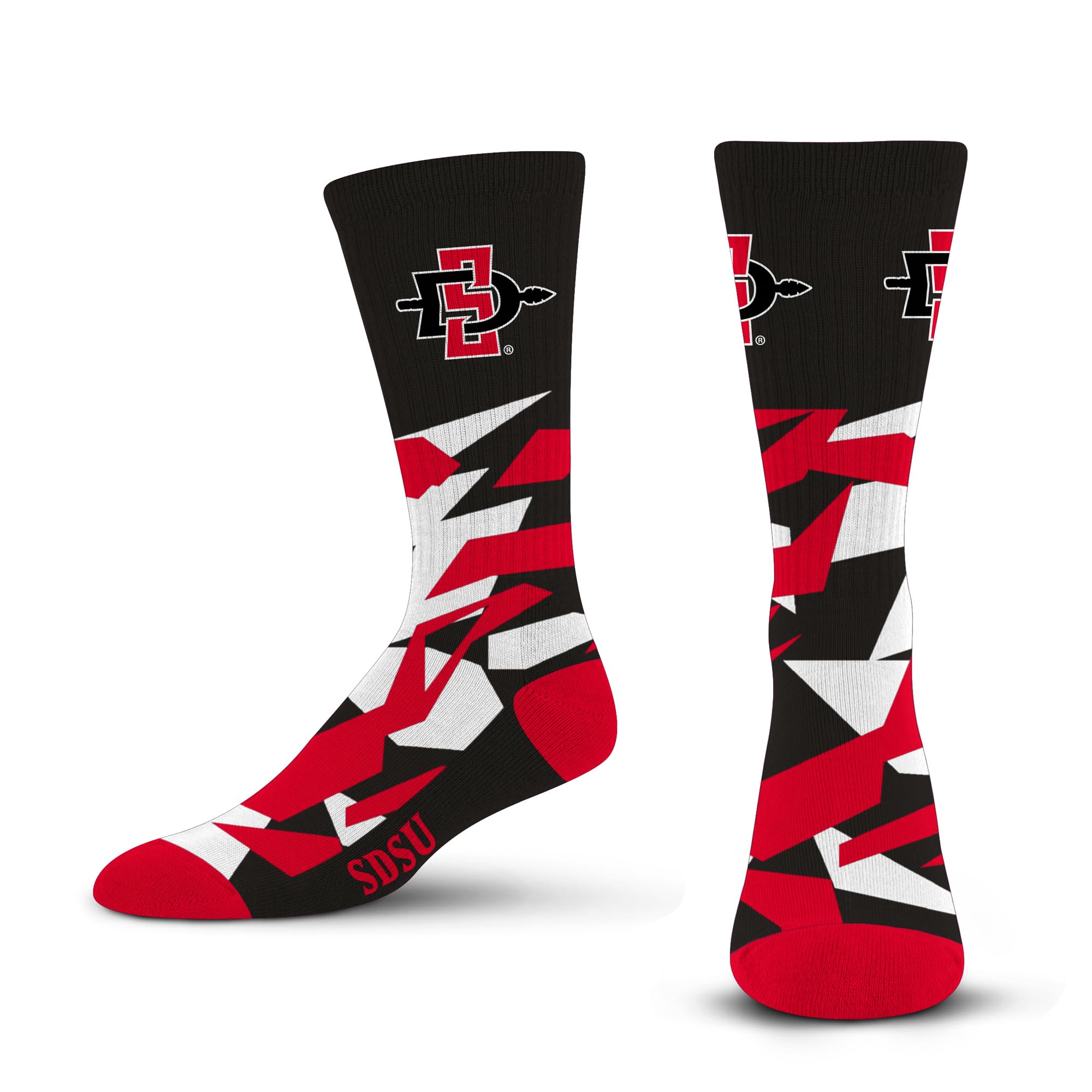 For Bare Feet NCAA SAN DIEGO STATE AZTECS Shattered Camo Crew Sock Team Color Large - Sports Gifts, Sports Memorabilia, Sports Collectibles, Fan Shop
