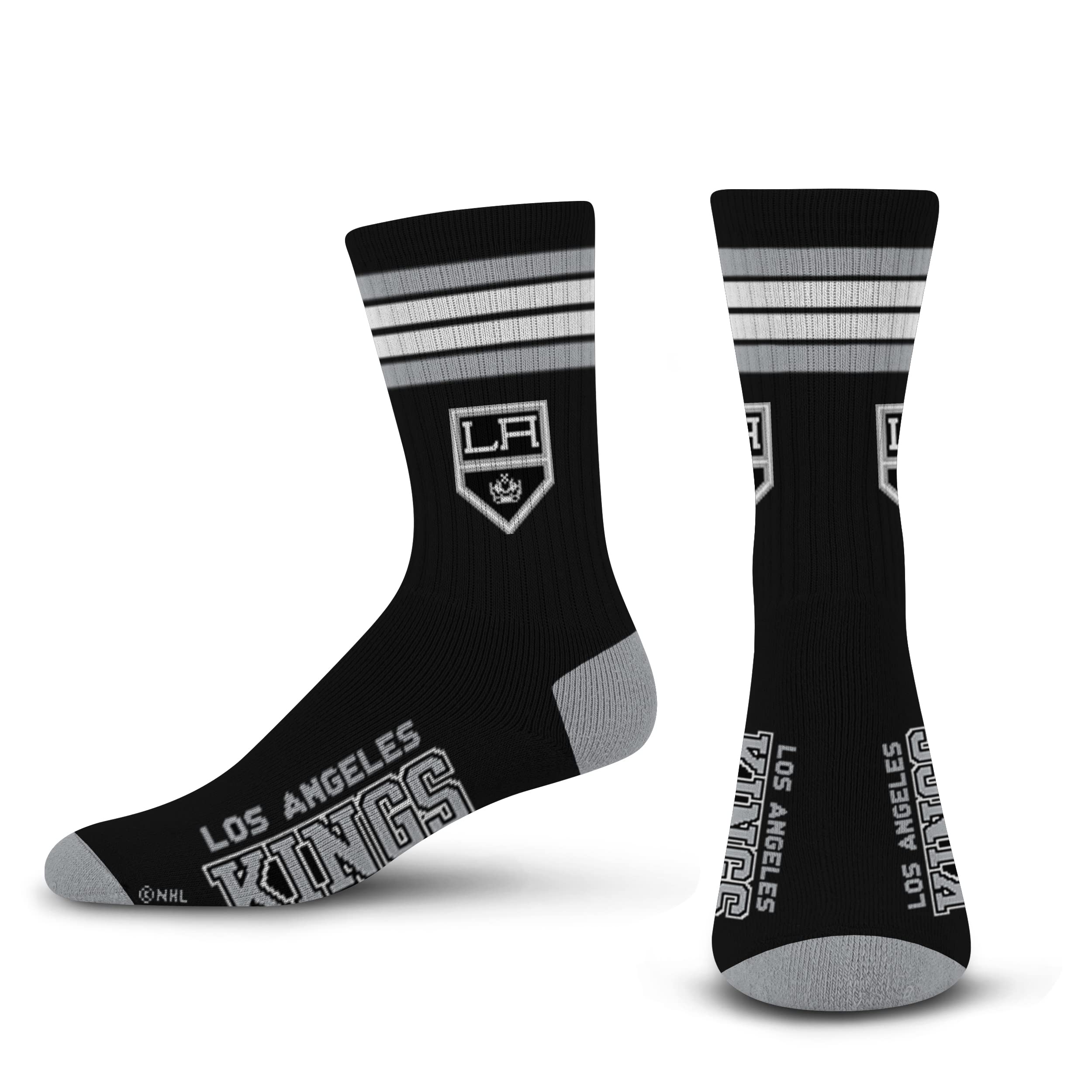 For Bare Feet NHL Los Angeles Kings 4 Stripe Deuce Crew Sock Team Color LARGE - Sports Gifts, Sports Memorabilia, Sports Collectibles, Fan Shop