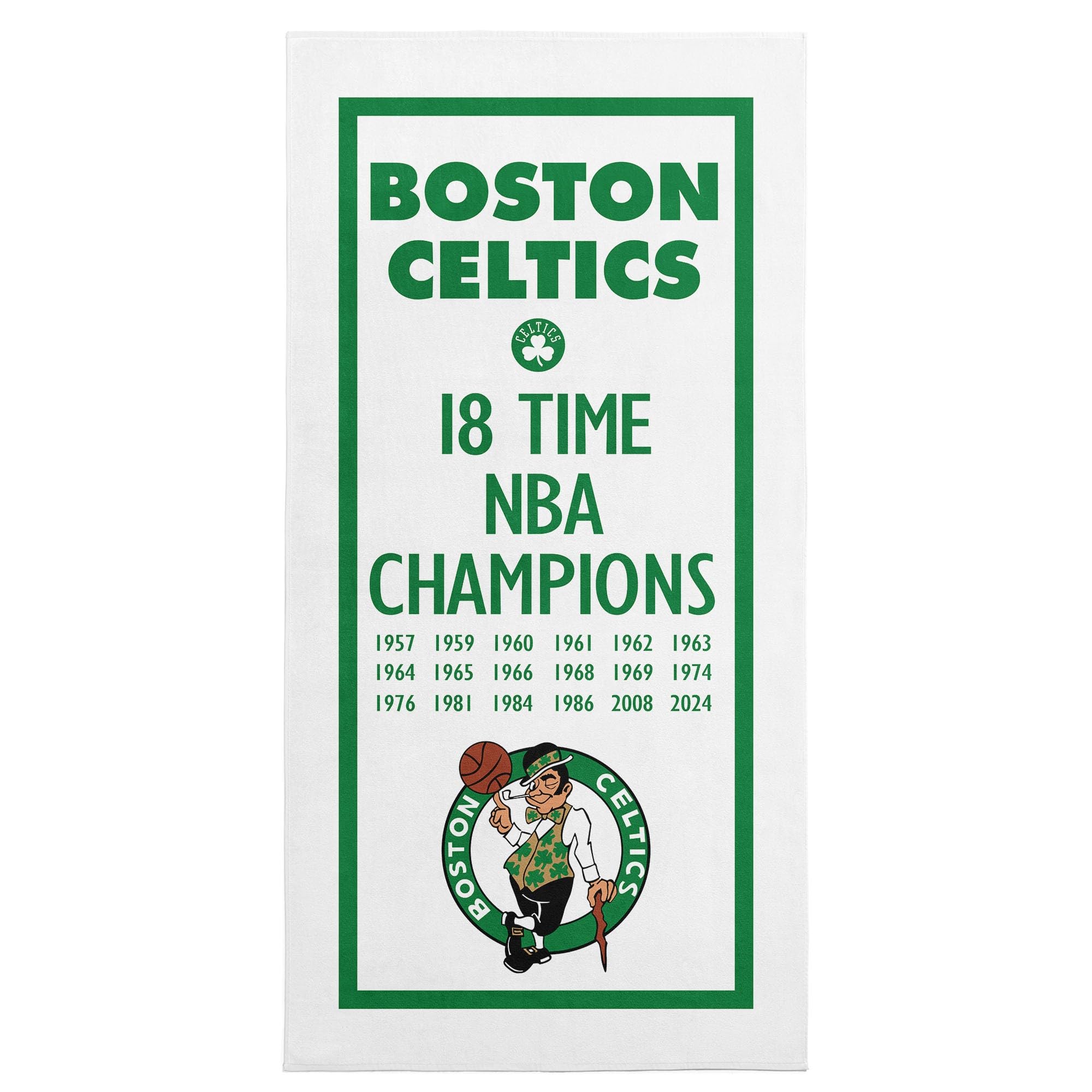 Northwest NBA Boston Celtics NBA Champions 2024 Beach Towel, 30" x 60", Lucky - Sports Collectibles, Sports Memorabilia, Sports Fan Shop, Sports Gifts