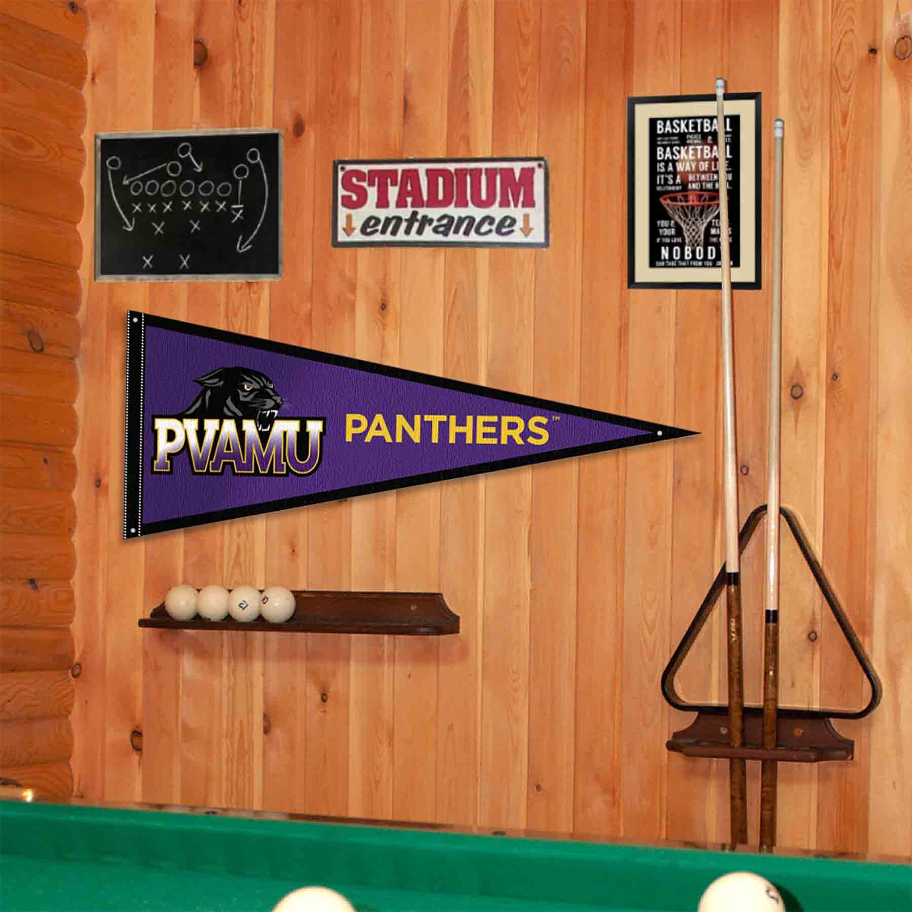 College Flags & Banners Co. Prairie View A&M Panthers Pennant Flag and Wall Tack Mount Pads - Sports Gifts, Sports Memorabilia, Sports Collectibles, Fan Shop