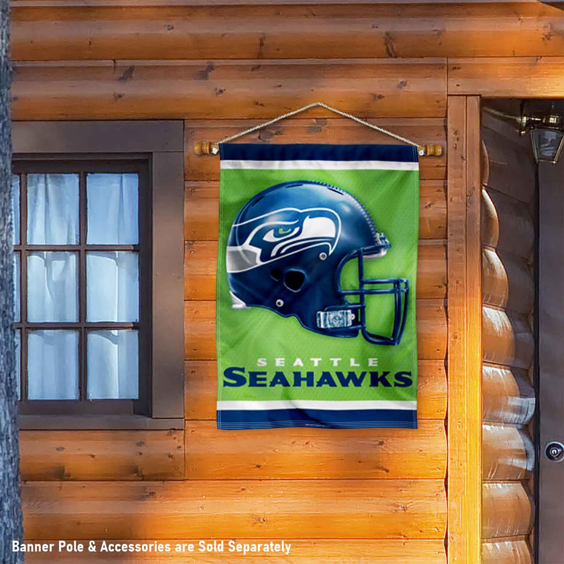 WinCraft Seattle Seahawks Primary and Helmet Double Sided Banner Flag - Sports Collectibles, Sports Memorabilia, Sports Fan Shop, Sports Gifts