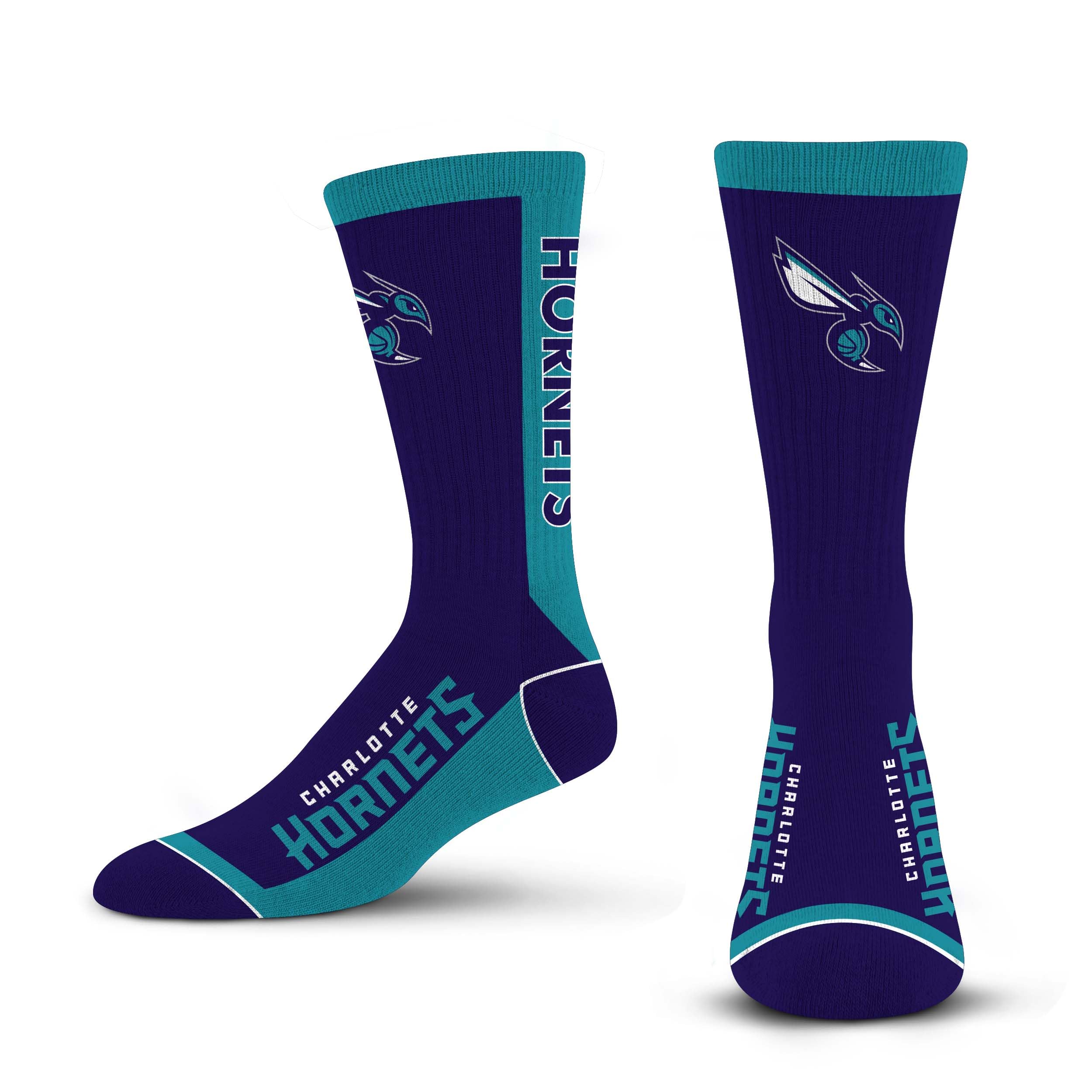 For Bare Feet NBA CHARLOTTE HORNETS MVP Crew Sock Team Color Large - Sports Gifts, Sports Memorabilia, Sports Collectibles, Fan Shop