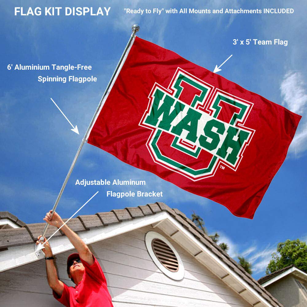 College Flags & Banners Co. Washington St. Louis Bears Flag and Pole Bracket Mount Bundle - Sports Collectibles, Sports Memorabilia, Sports Fan Shop, Sports Gifts