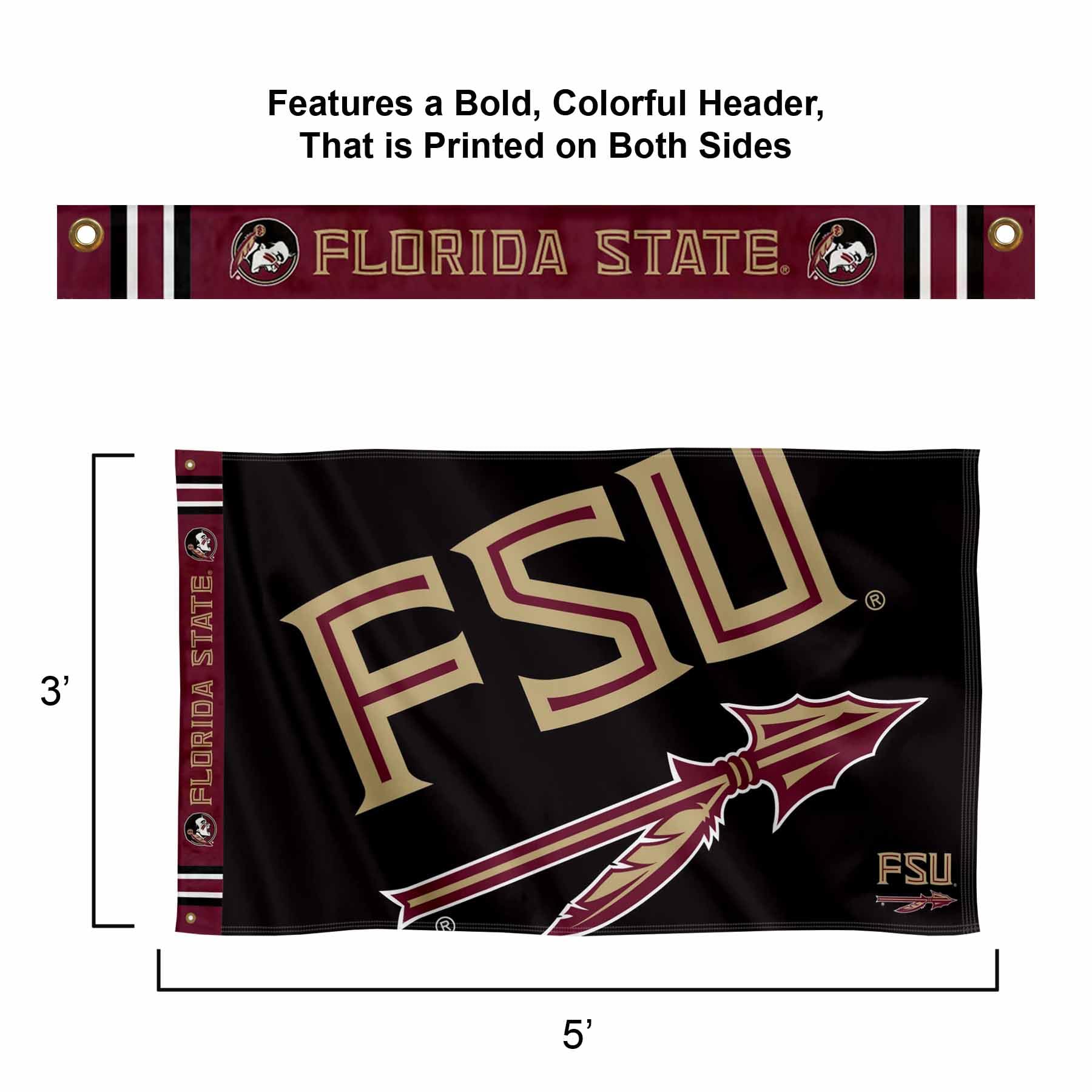 College Flags & Banners Co. Florida State FSU Noles Bold Logo Premium Flag - Sports Collectibles, Sports Memorabilia, Sports Fan Shop, Sports Gifts
