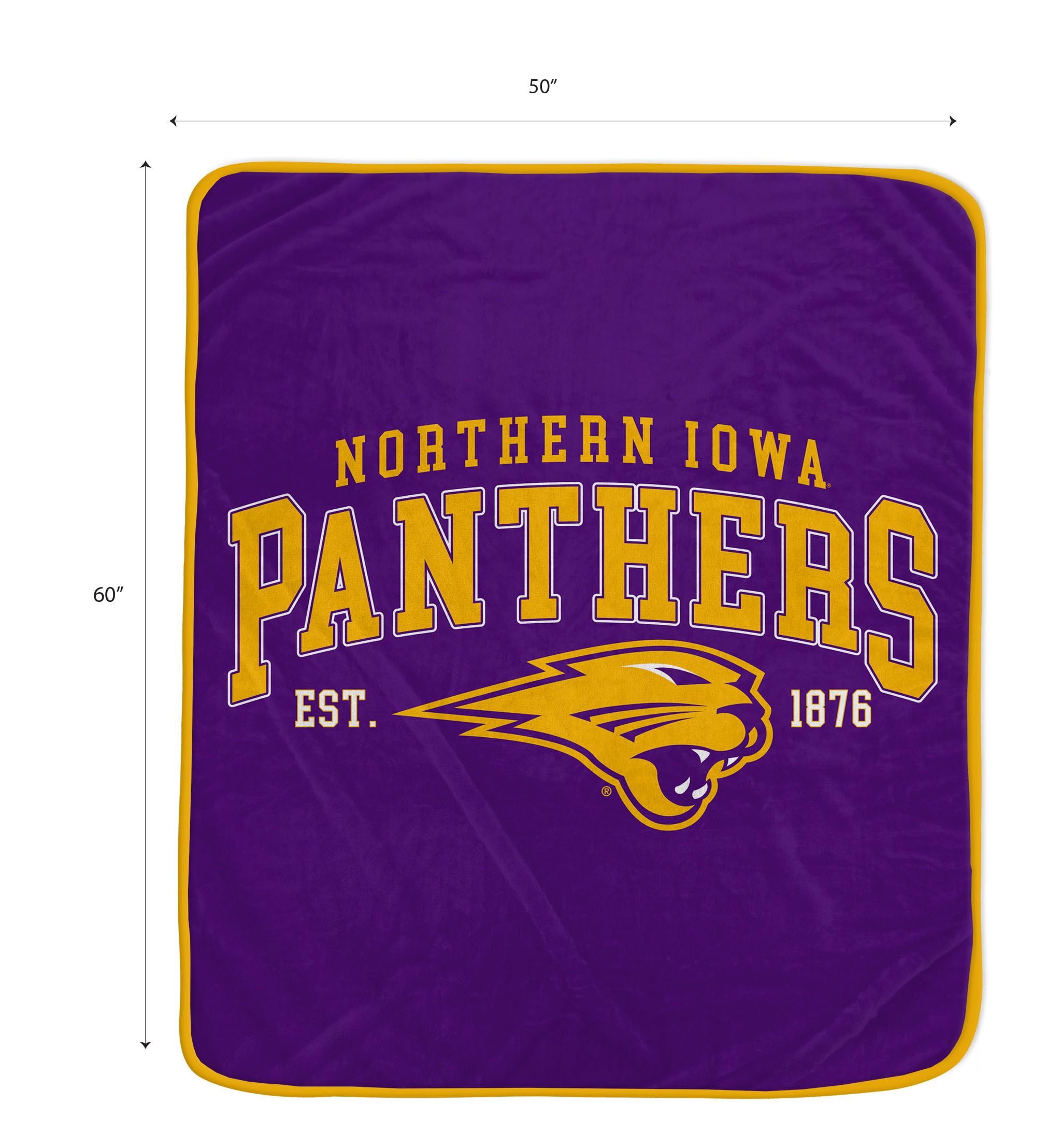 NCAA Northern Iowa Panthers Vintage Arch Block Ultra Soft Blanket - Sports Gifts, Sports Memorabilia, Sports Collectibles, Fan Shop