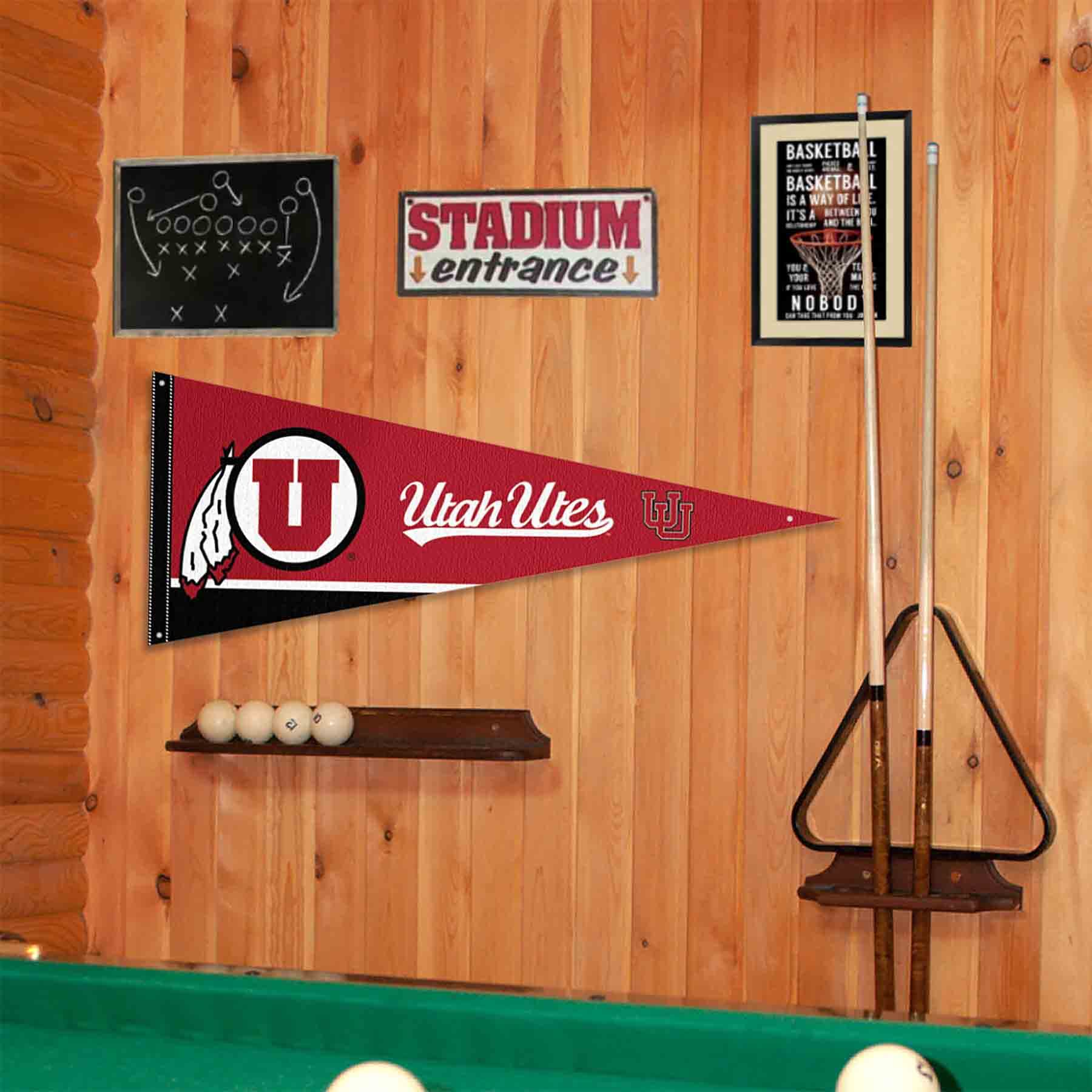 College Flags & Banners Co. Utah Pennant Flag and Wall Tack Mount Pads - Sports Collectibles, Sports Memorabilia, Sports Fan Shop, Sports Gifts