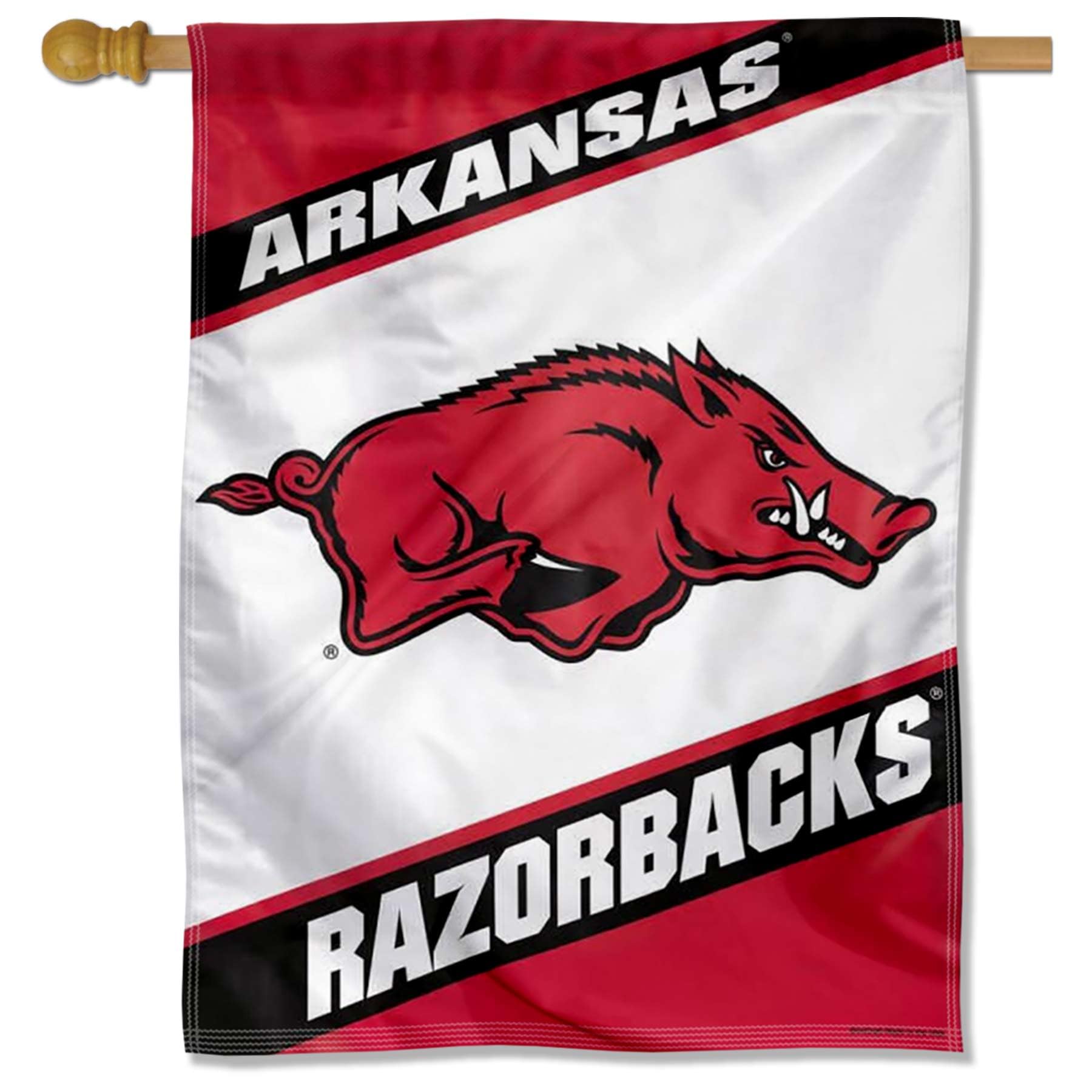 Arkansas Razorbacks White Panel Banner Flag - Sports Collectibles, Sports Memorabilia, Sports Fan Shop, Sports Gifts