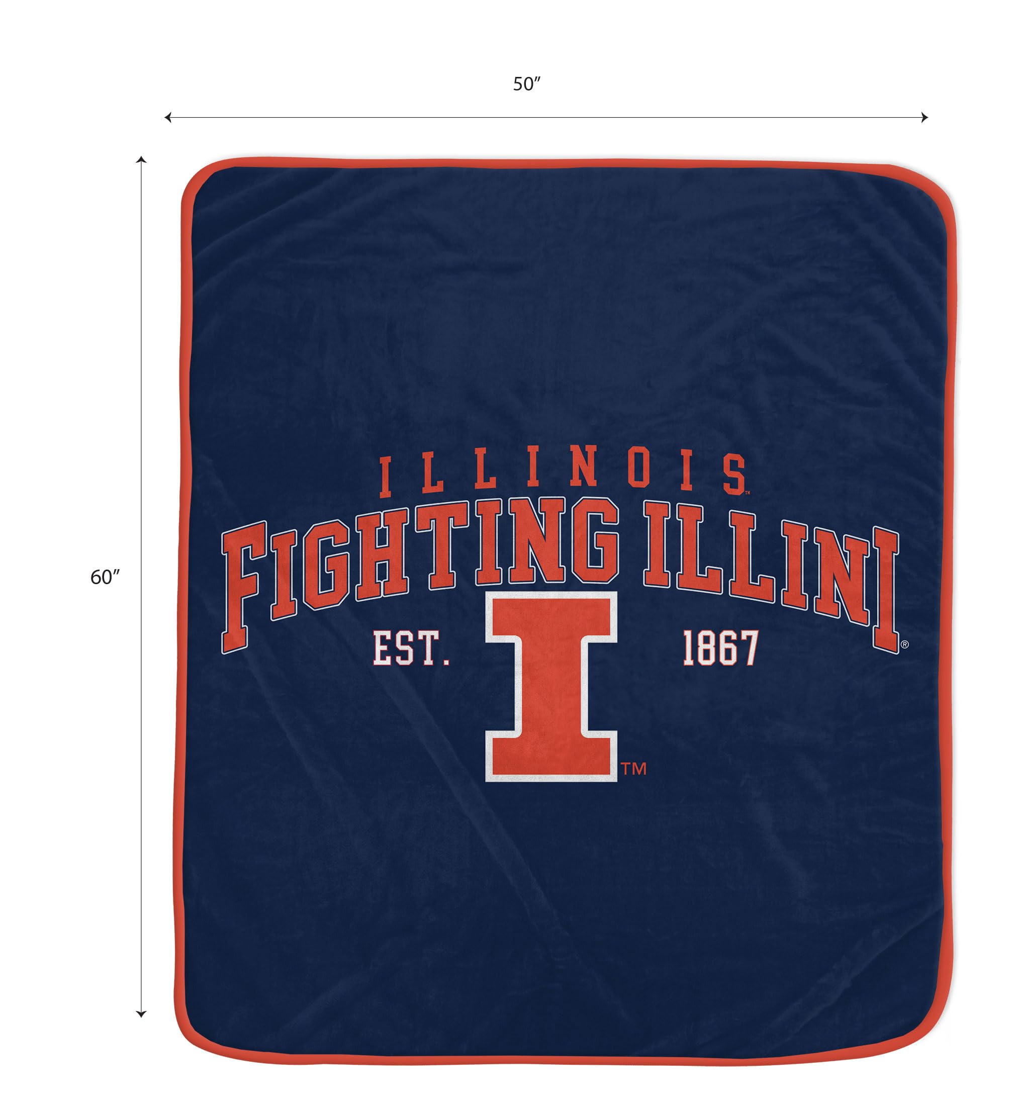 NCAA Illinois Fighting Illini Vintage Arch Block Ultra Soft Blanket - Sports Gifts, Sports Memorabilia, Sports Collectibles, Fan Shop