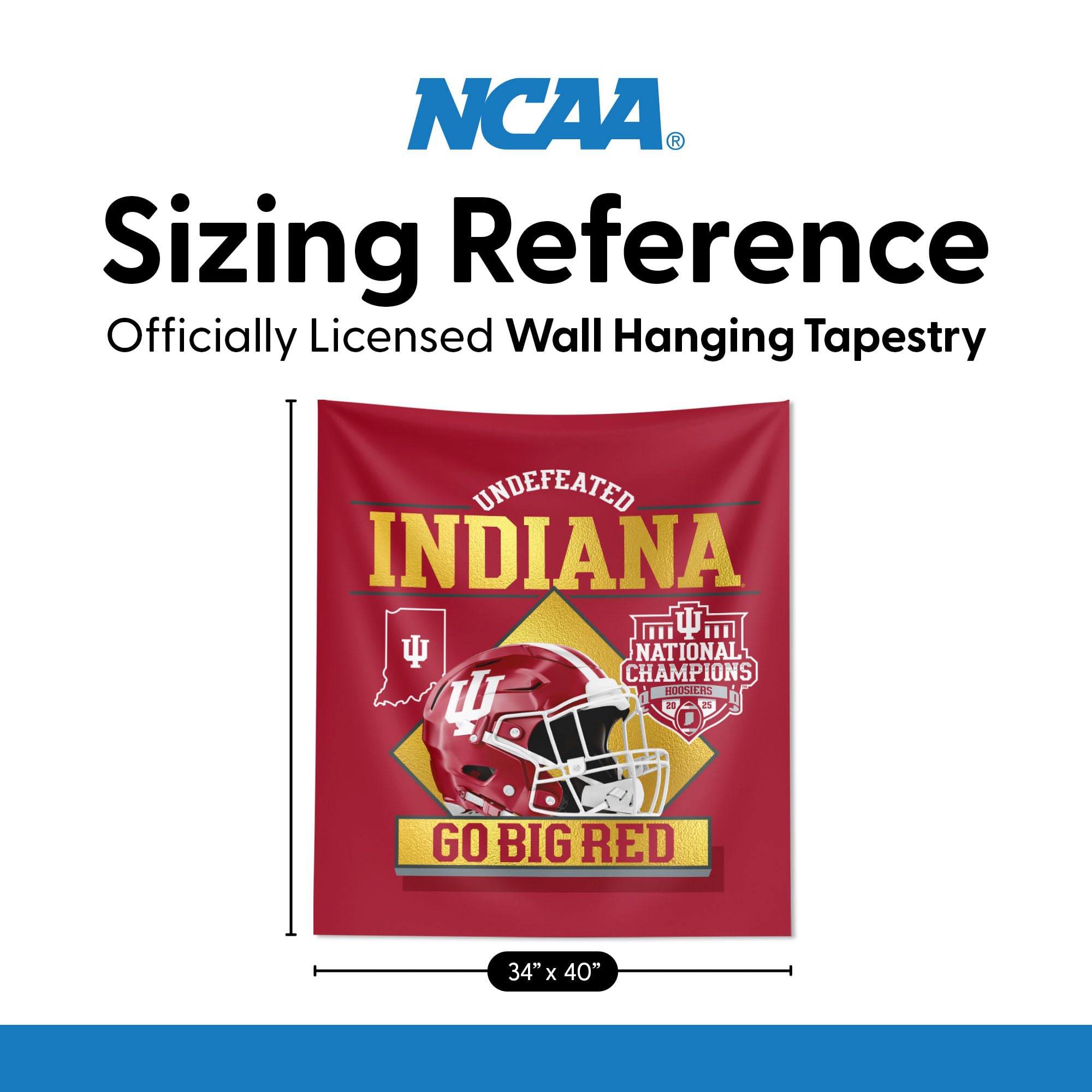 Northwest 2025 NCAA Football Championship Indiana Hoosiers Golden Wall Hanging, 34 x 40 inches - Sports Gifts, Sports Memorabilia, Sports Collectibles, Fan Shop