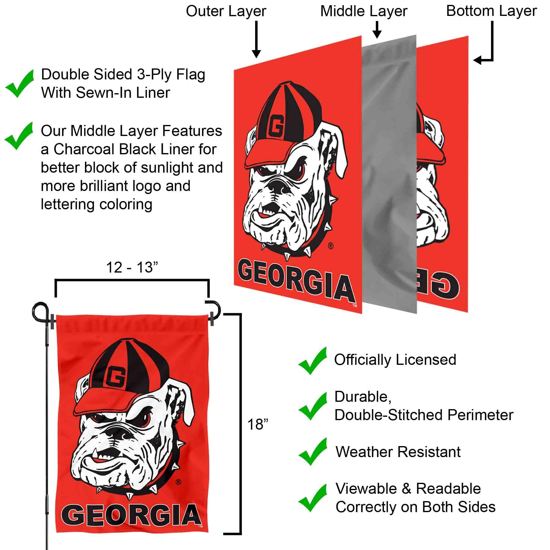 Georgia Garden Flag and Yard Banner - Sports Collectibles, Sports Memorabilia, Sports Fan Shop, Sports Gifts