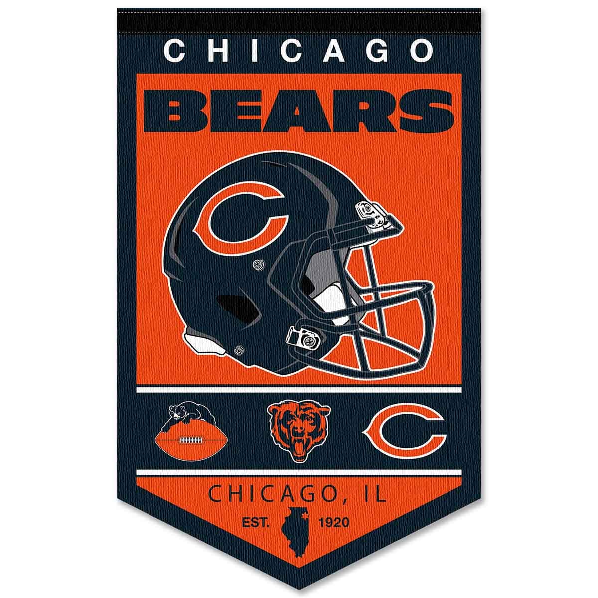 WinCraft Chicago Bears Heritage History Banner Pennant - Sports Collectibles, Sports Memorabilia, Sports Fan Shop, Sports Gifts