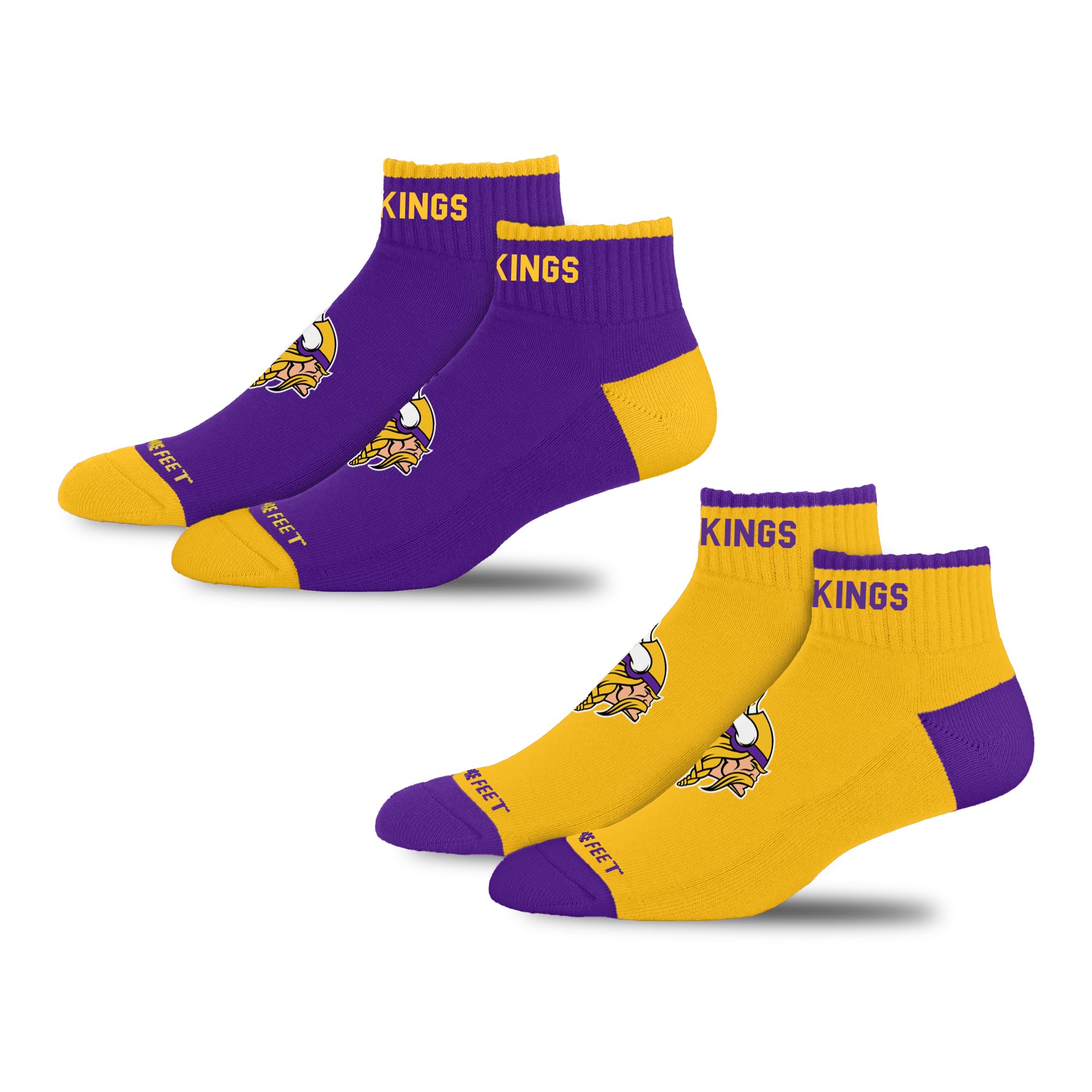 For Bare Feet NFL MINNESOTA VIKINGS Front and Center 2 Pack Team Colors Large - Sports Gifts, Sports Memorabilia, Sports Collectibles, Fan Shop