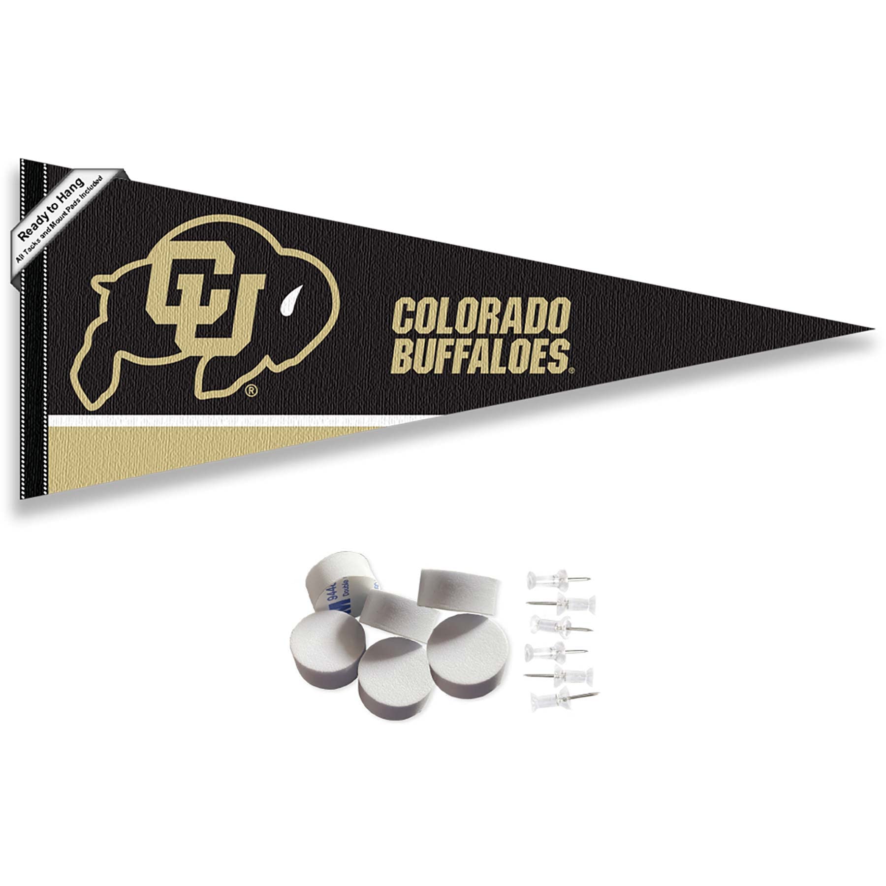 College Flags & Banners Co. Colorado Buffaloes Pennant Flag and Wall Tack Mount Pads - Sports Collectibles, Sports Memorabilia, Sports Fan Shop, Sports Gifts