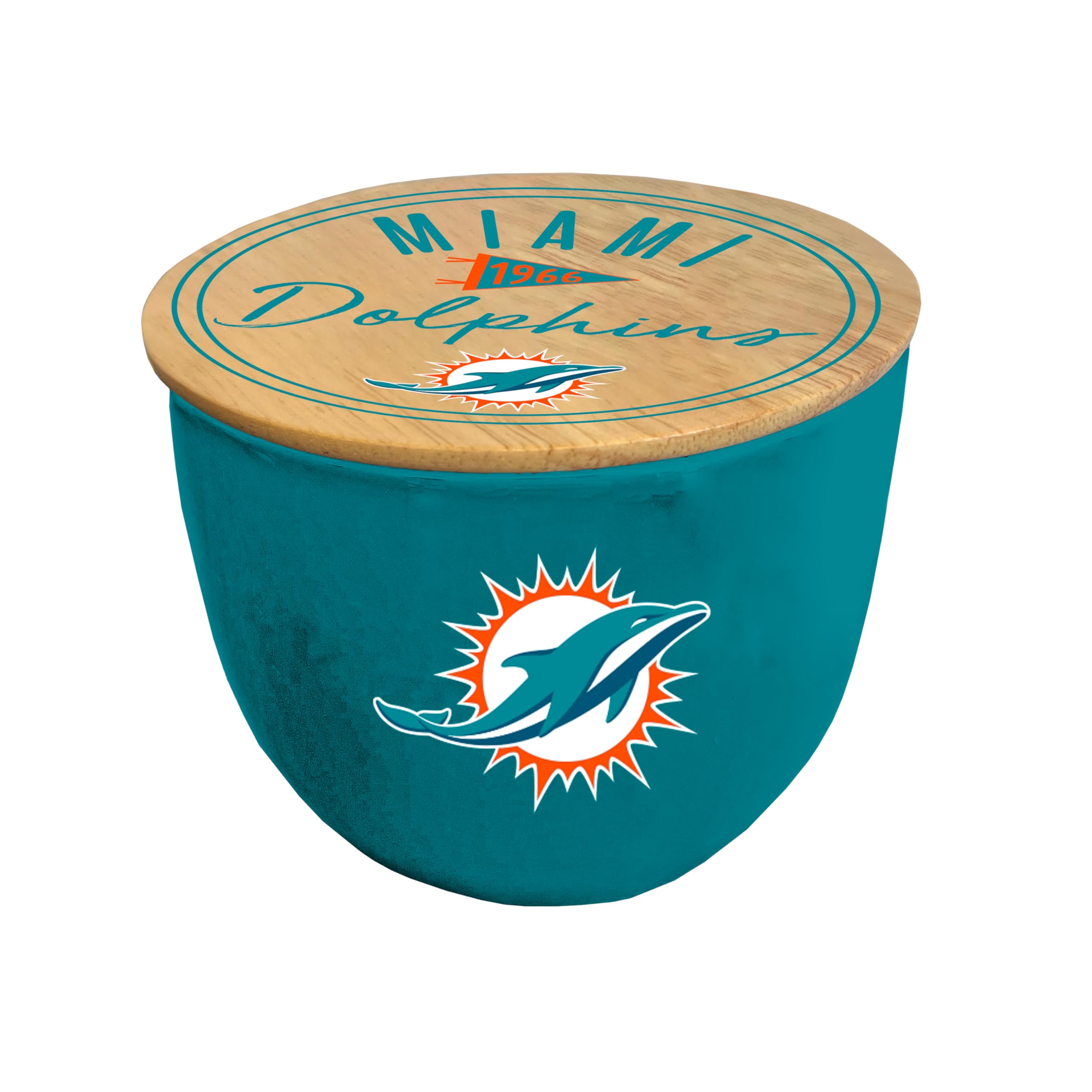 Pegasus Sports NFL Miami Dolphins Script Circle Logo Ceramic Candle - Sports Gifts, Sports Memorabilia, Sports Collectibles, Fan Shop