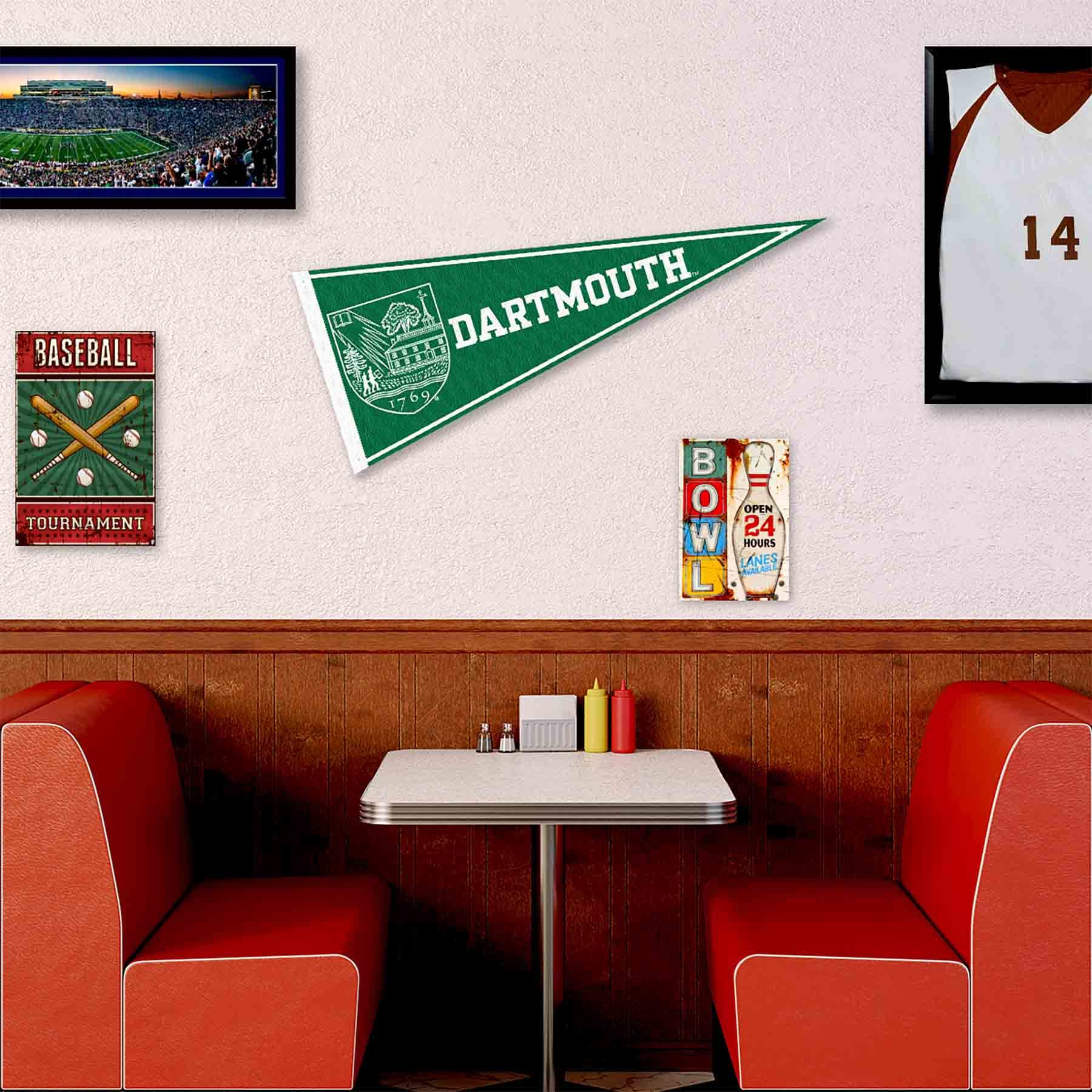 College Flags & Banners Co. Dartmouth Big Green Pennant Flag and Wall Tack Mount Pads - Sports Collectibles, Sports Memorabilia, Sports Fan Shop, Sports Gifts
