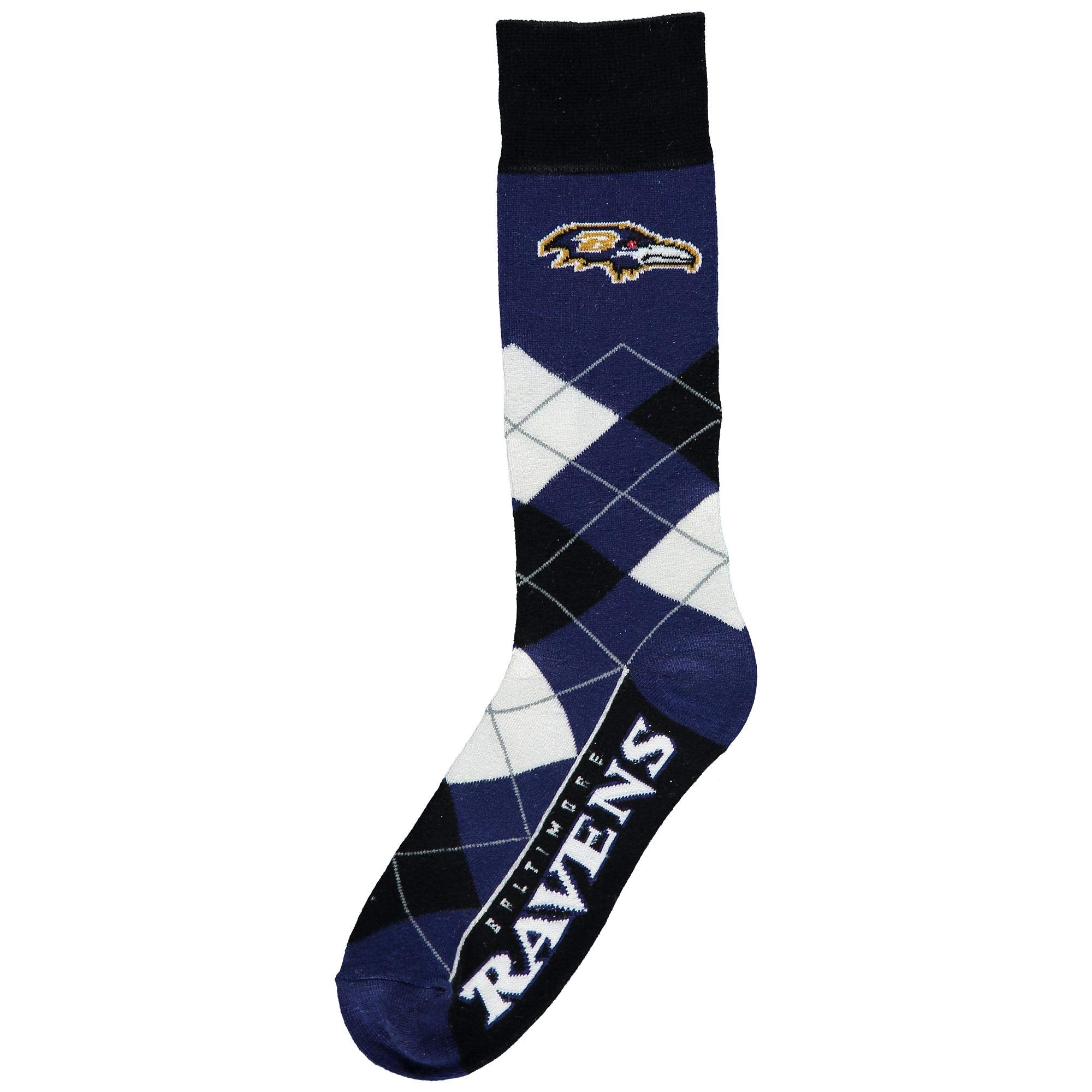 For Bare Feet NFL Baltimore Ravens Argyle Line Up Dress Sock Team Color OSFM - Sports Gifts, Sports Memorabilia, Sports Collectibles, Fan Shop