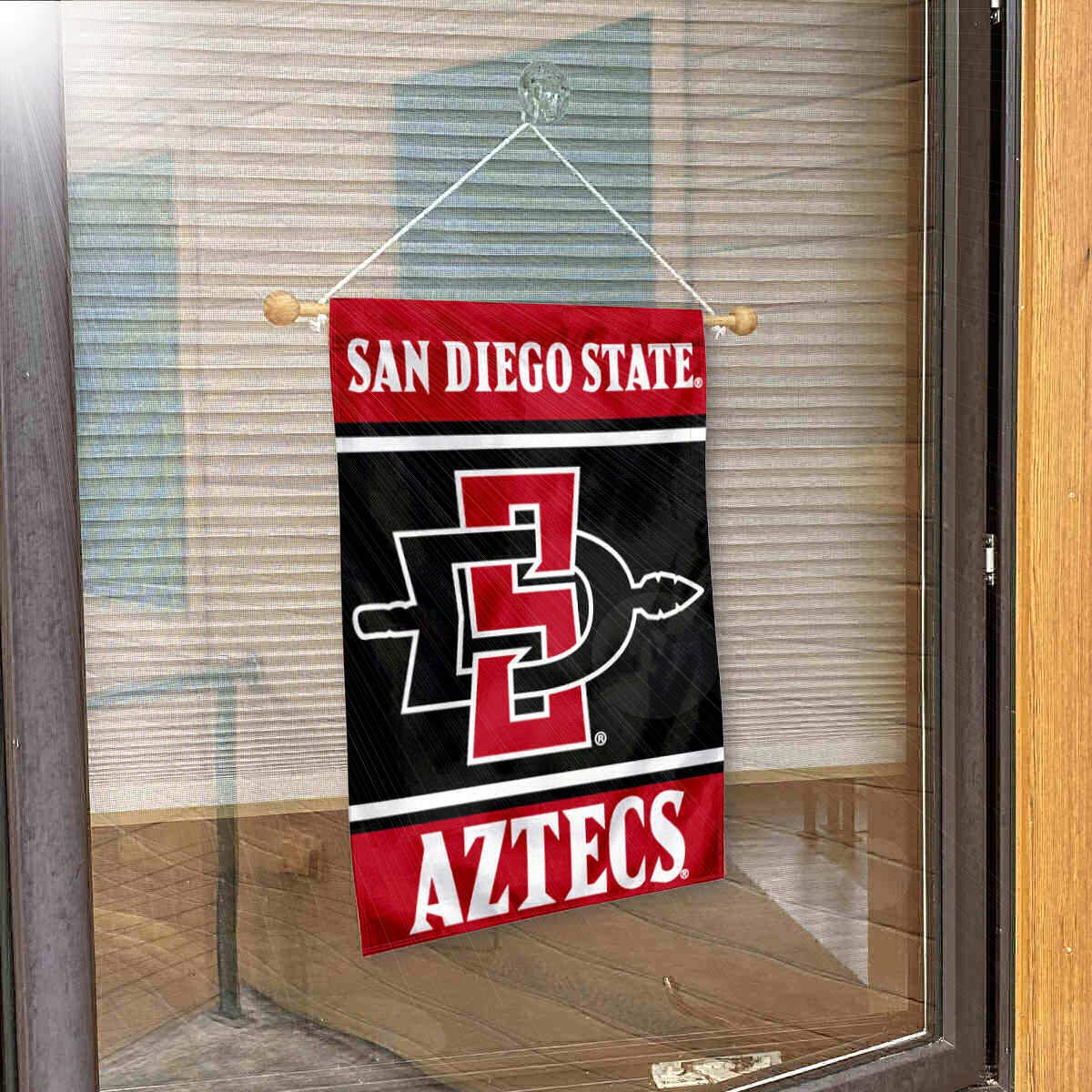 College Flags & Banners Co. San Diego State Aztecs Window Wall Banner Hanging Flag with Suction Cup - Sports Collectibles, Sports Memorabilia, Sports Fan Shop, Sports Gifts