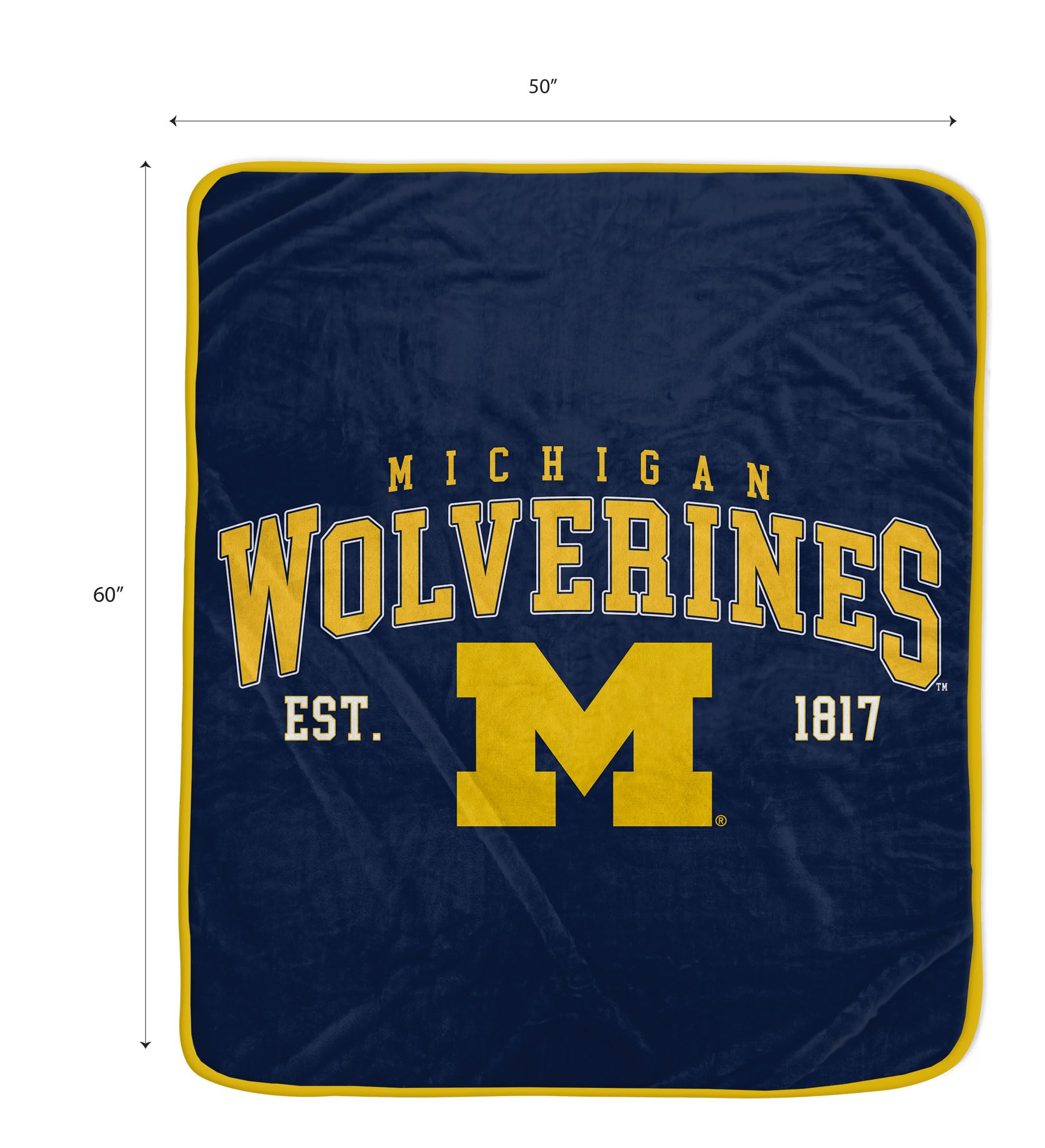 NCAA Michigan Wolverines Vintage Arch Block Ultra Soft Blanket - Sports Gifts, Sports Memorabilia, Sports Collectibles, Fan Shop