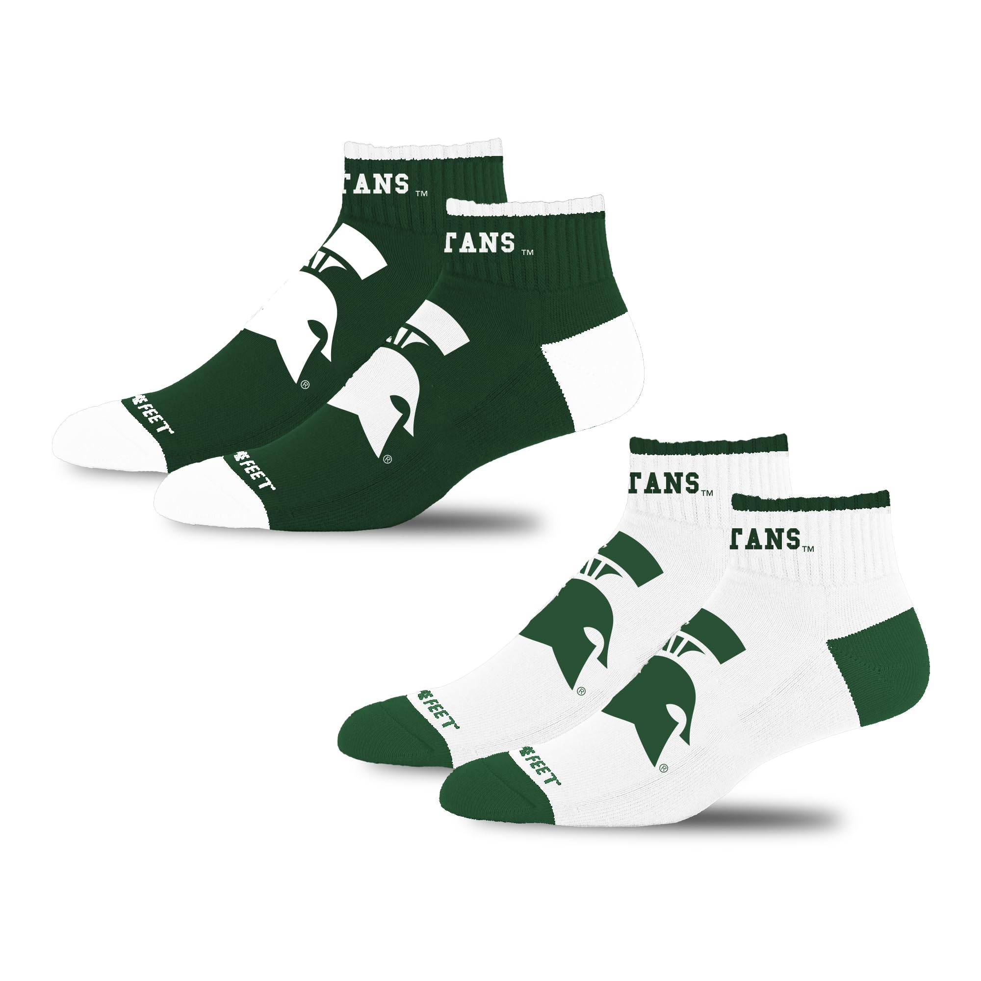 For Bare Feet NCAA MICHIGAN STATE SPARTANS Front and Center 2 Pack Team Colors Large - Sports Gifts, Sports Memorabilia, Sports Collectibles, Fan Shop