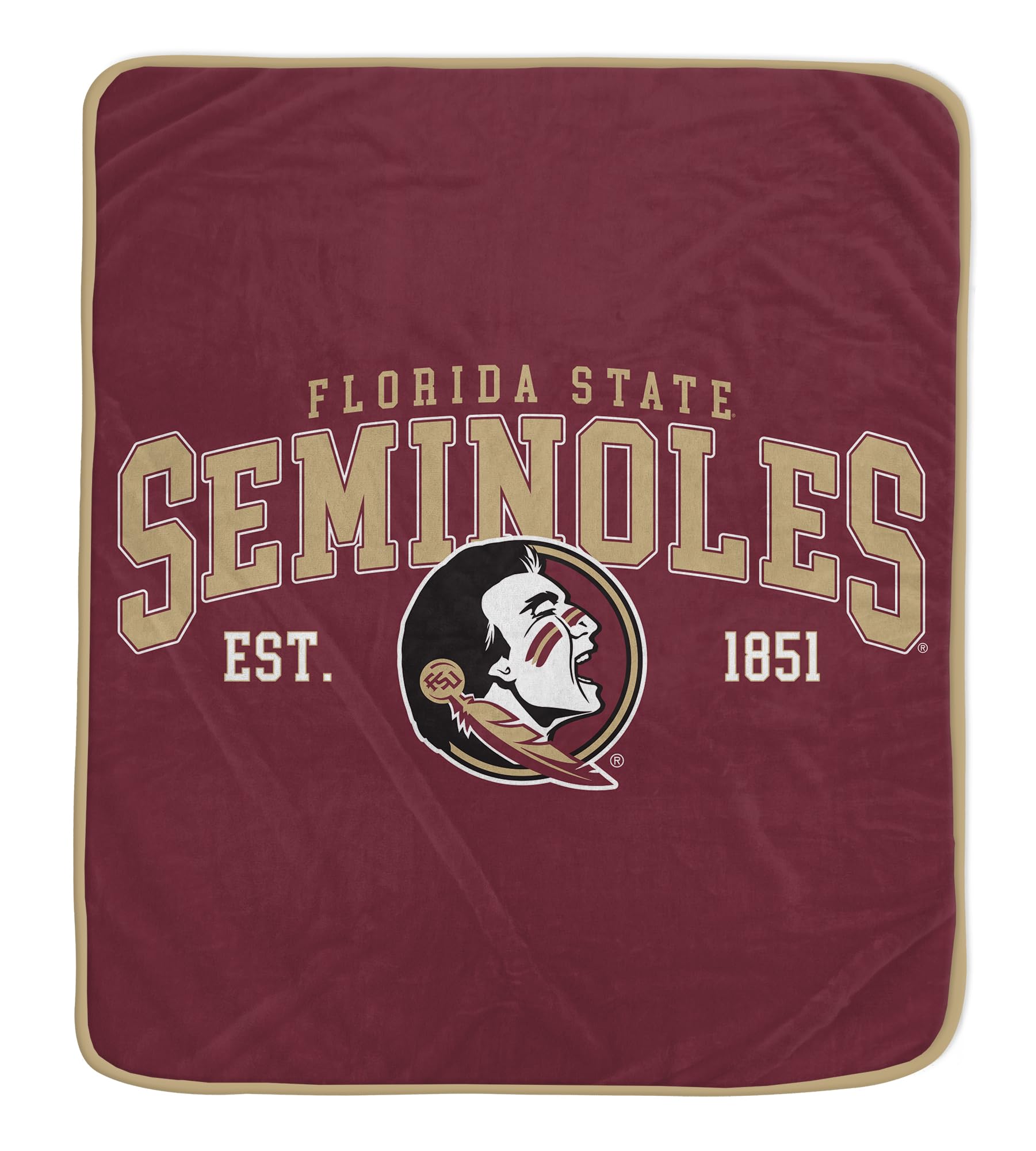 NCAA Florida State Seminoles Vintage Arch Block Ultra Soft Blanket - Sports Gifts, Sports Memorabilia, Sports Collectibles, Fan Shop