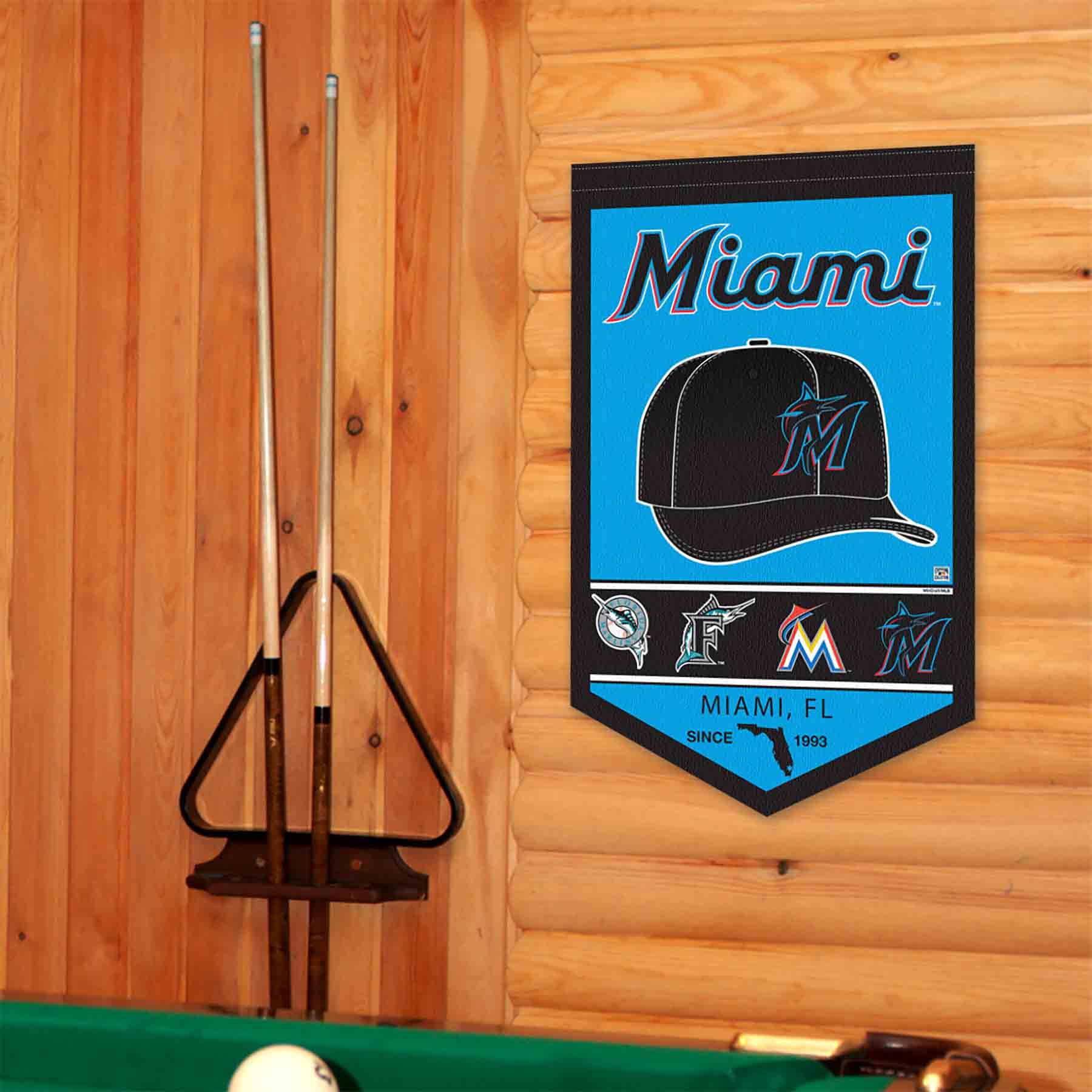 WinCraft Miami Marlins Heritage History Banner Pennant - Sports Collectibles, Sports Memorabilia, Sports Fan Shop, Sports Gifts