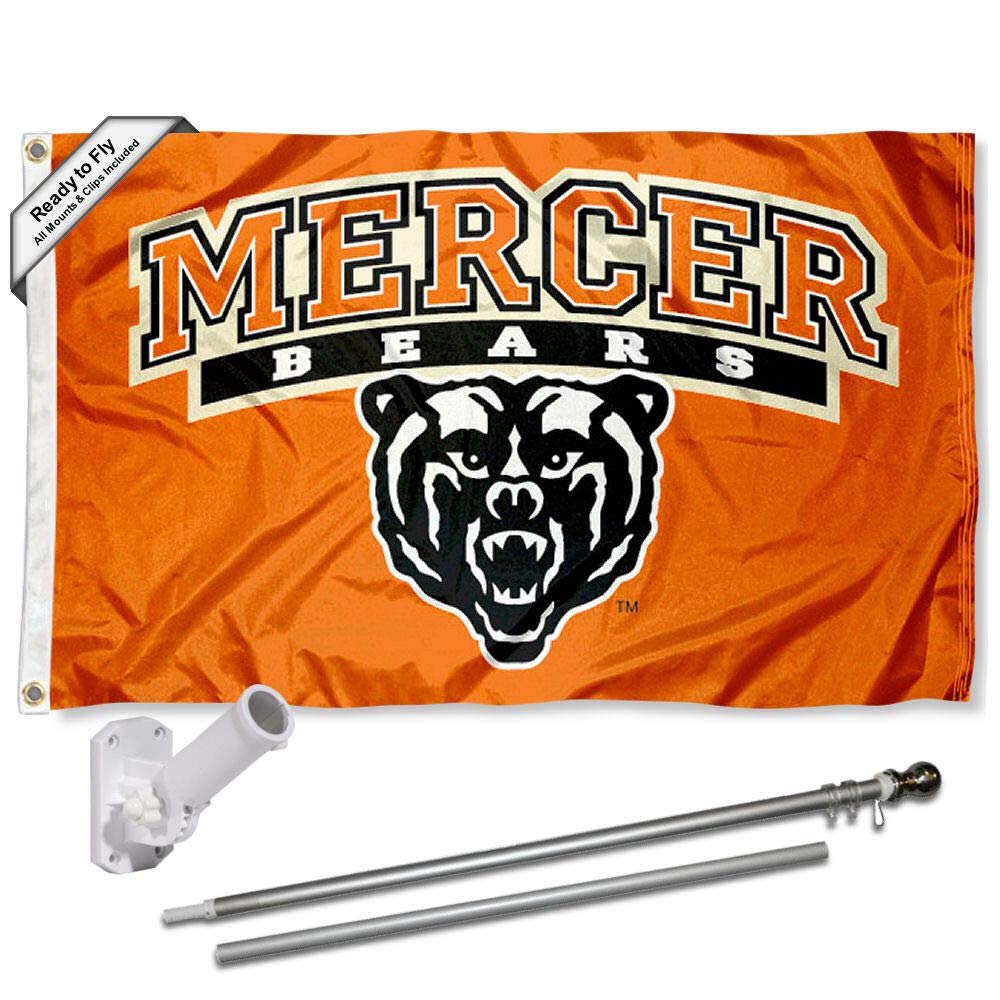 College Flags & Banners Co. Mercer University Bears 3x5 Flag and Pole Bracket Mount Bundle - Sports Collectibles, Sports Memorabilia, Sports Fan Shop, Sports Gifts