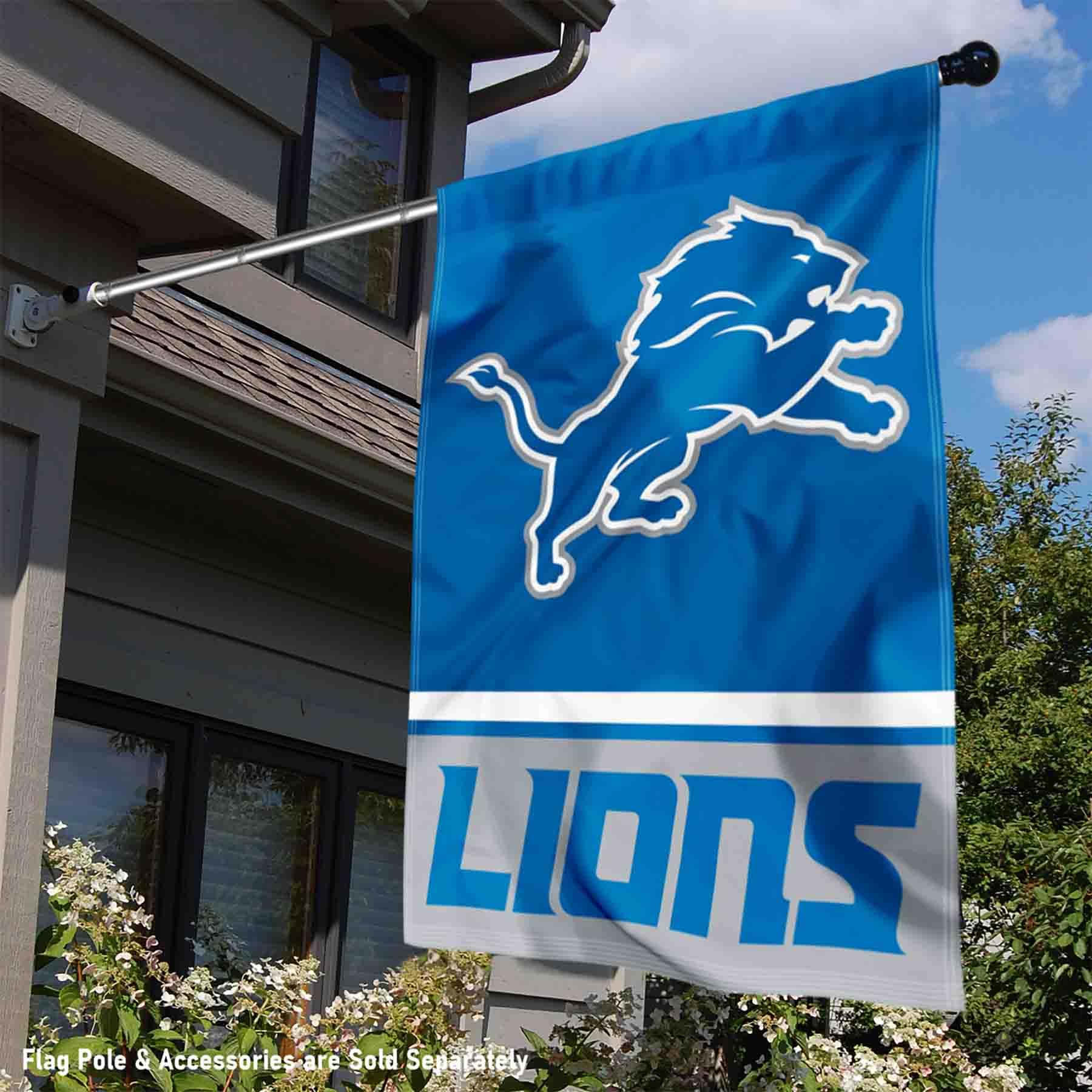 WinCraft Detroit Lions Double Sided House Flag - Sports Collectibles, Sports Memorabilia, Sports Fan Shop, Sports Gifts