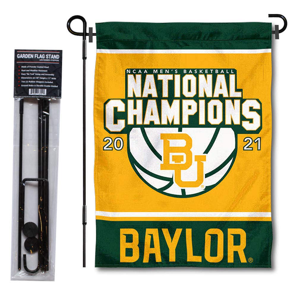 Baylor BU Bears 2021 College Basketball National Champions Garden Yard Flag with Pole Stand Holder - Sports Collectibles, Sports Memorabilia, Sports Fan Shop, Sports Gifts