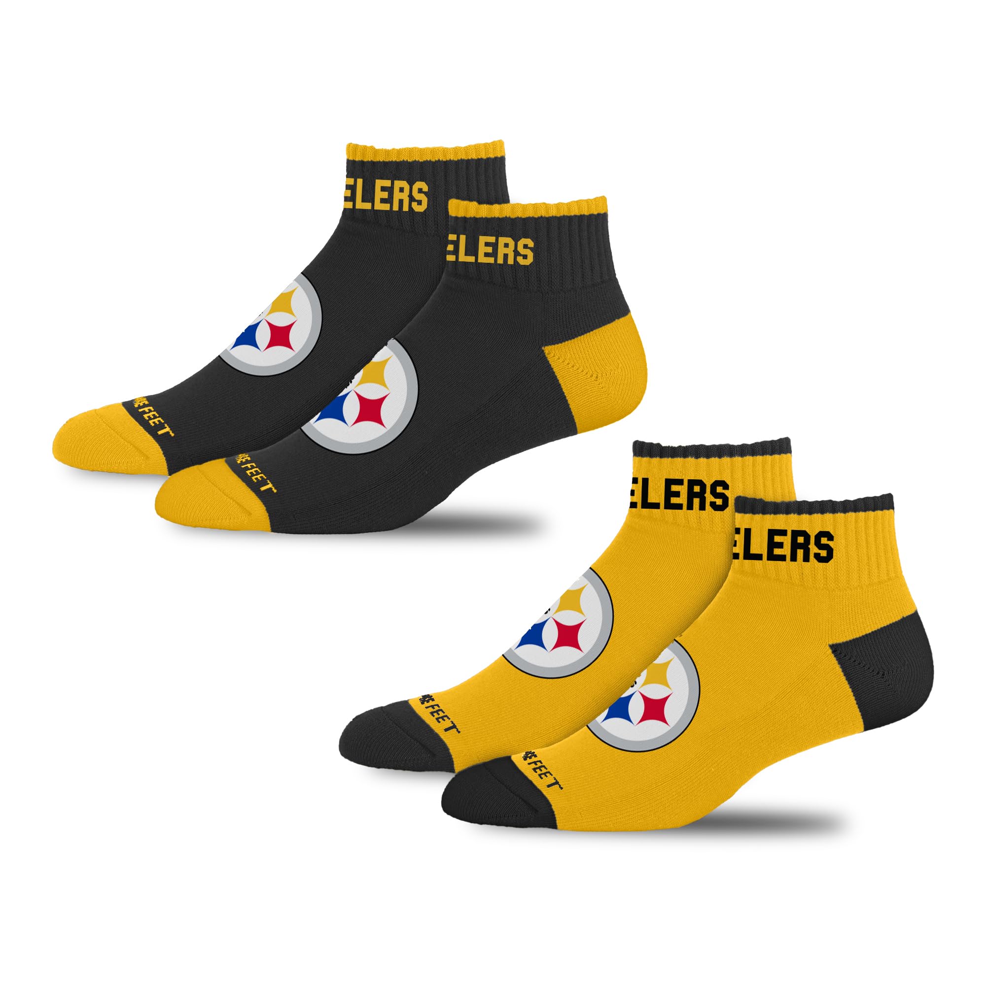 For Bare Feet NFL PITTSBURGH STEELERS Front and Center 2 Pack Team Colors Large - Sports Gifts, Sports Memorabilia, Sports Collectibles, Fan Shop