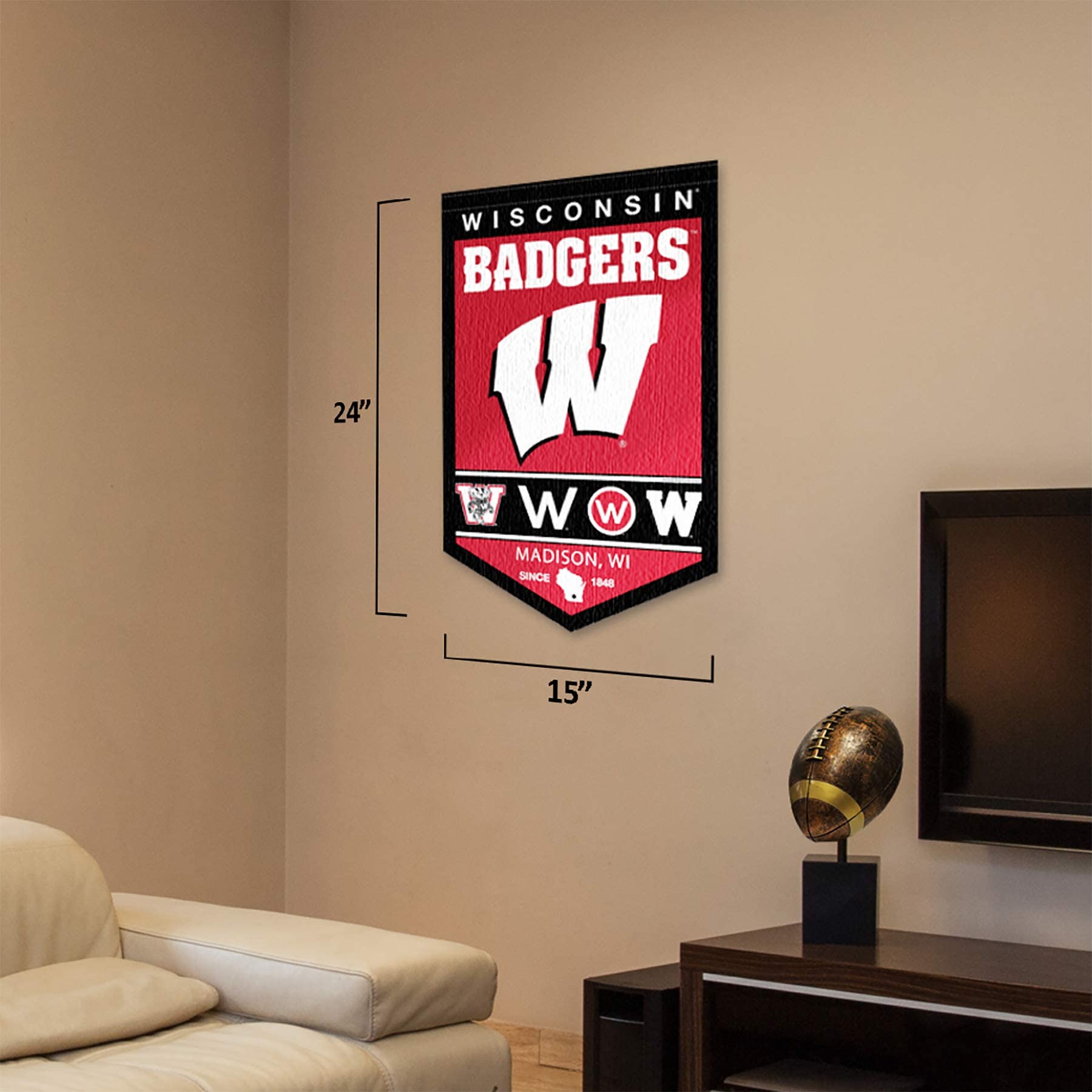 College Flags & Banners Co. Wisconsin Badgers Heritage History Banner Pennant - Sports Collectibles, Sports Memorabilia, Sports Fan Shop, Sports Gifts