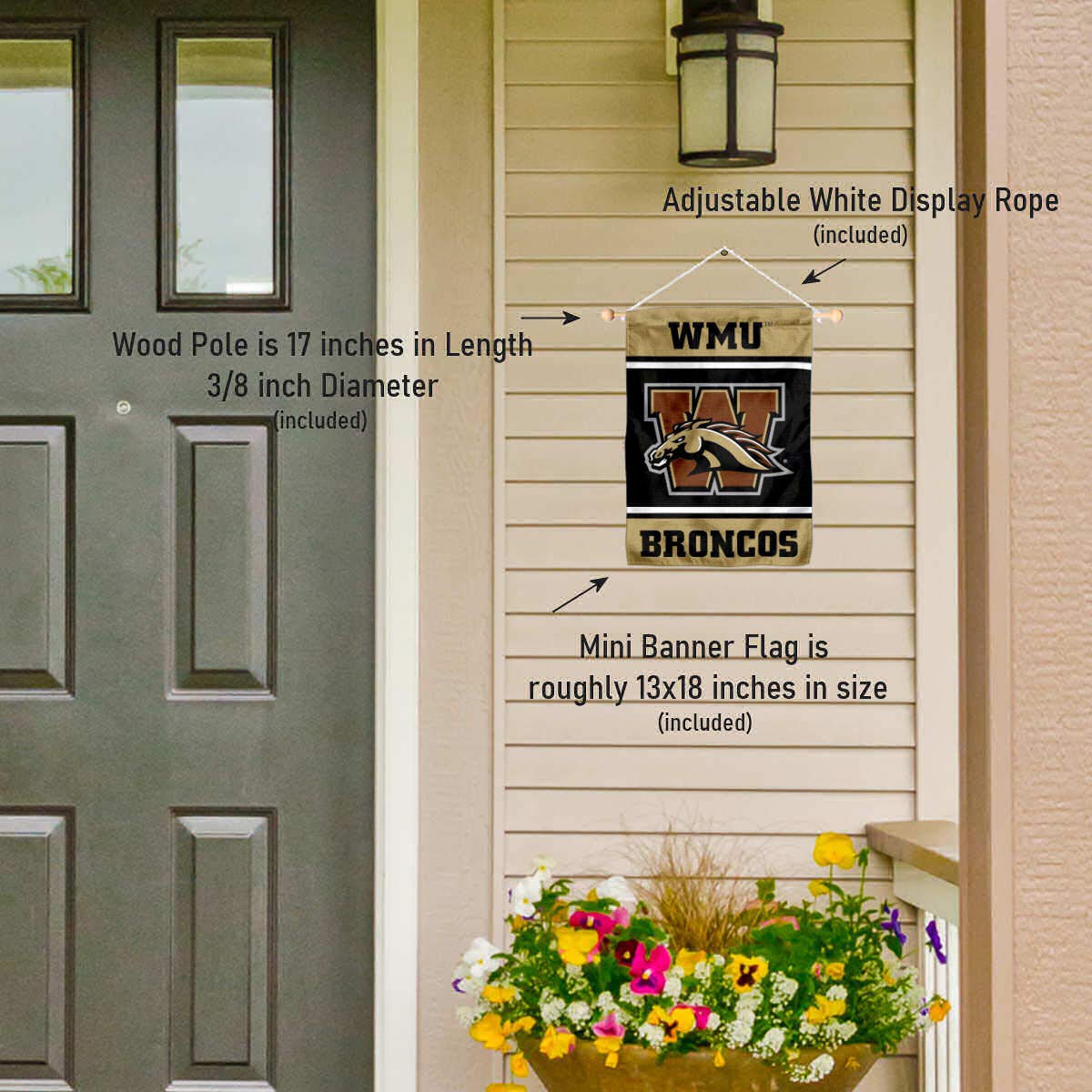 College Flags & Banners Co. Western Michigan Broncos Window Wall Banner Hanging Flag with Suction Cup - Sports Collectibles, Sports Memorabilia, Sports Fan Shop, Sports Gifts
