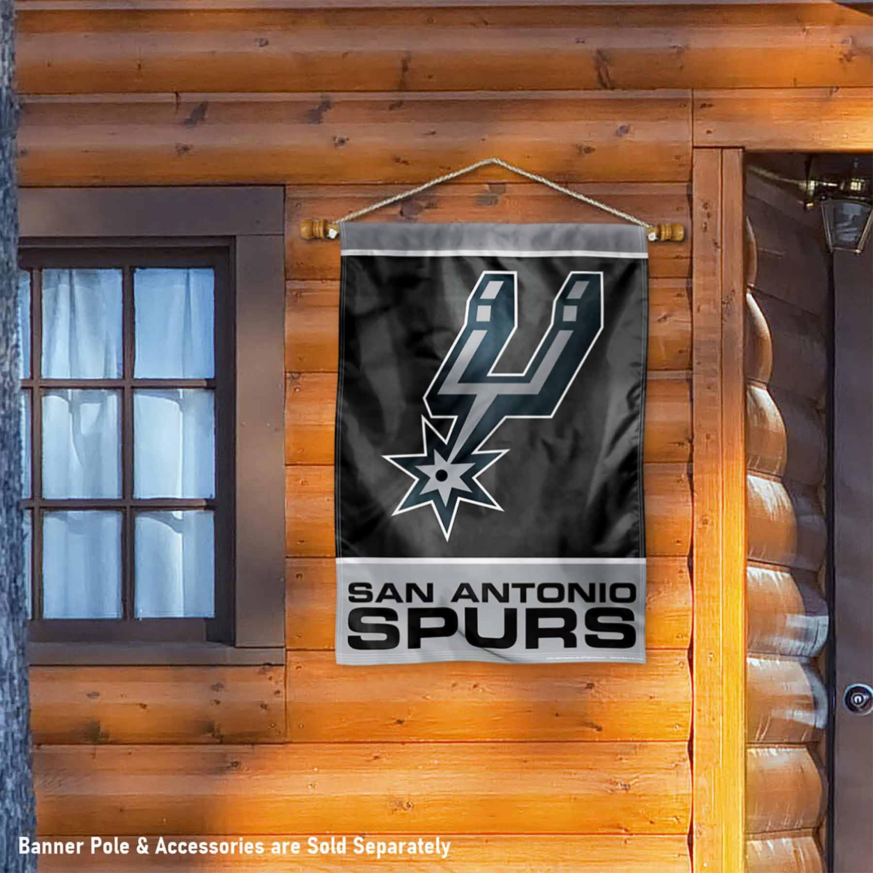 WinCraft San Antonio Spurs Black Primary Logo House Banner Flag - Sports Collectibles, Sports Memorabilia, Sports Fan Shop, Sports Gifts