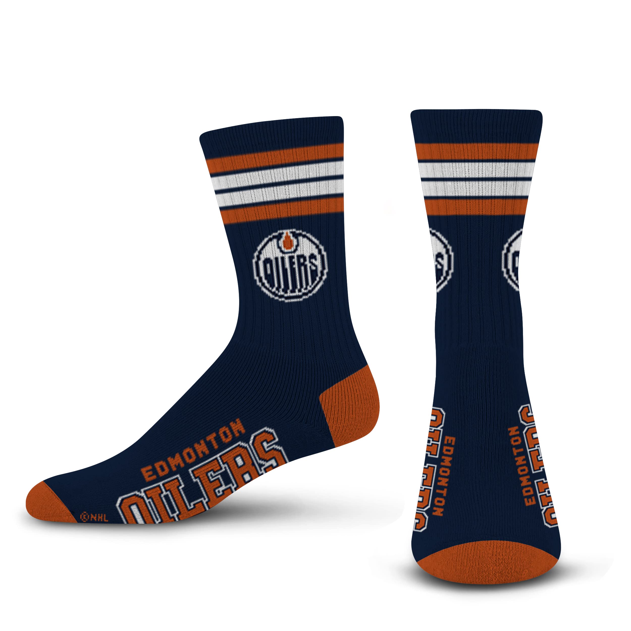 For Bare Feet NHL Edmonton Oilers 4 Stripe Deuce Crew Sock Team Color MEDIUM - Sports Gifts, Sports Memorabilia, Sports Collectibles, Fan Shop